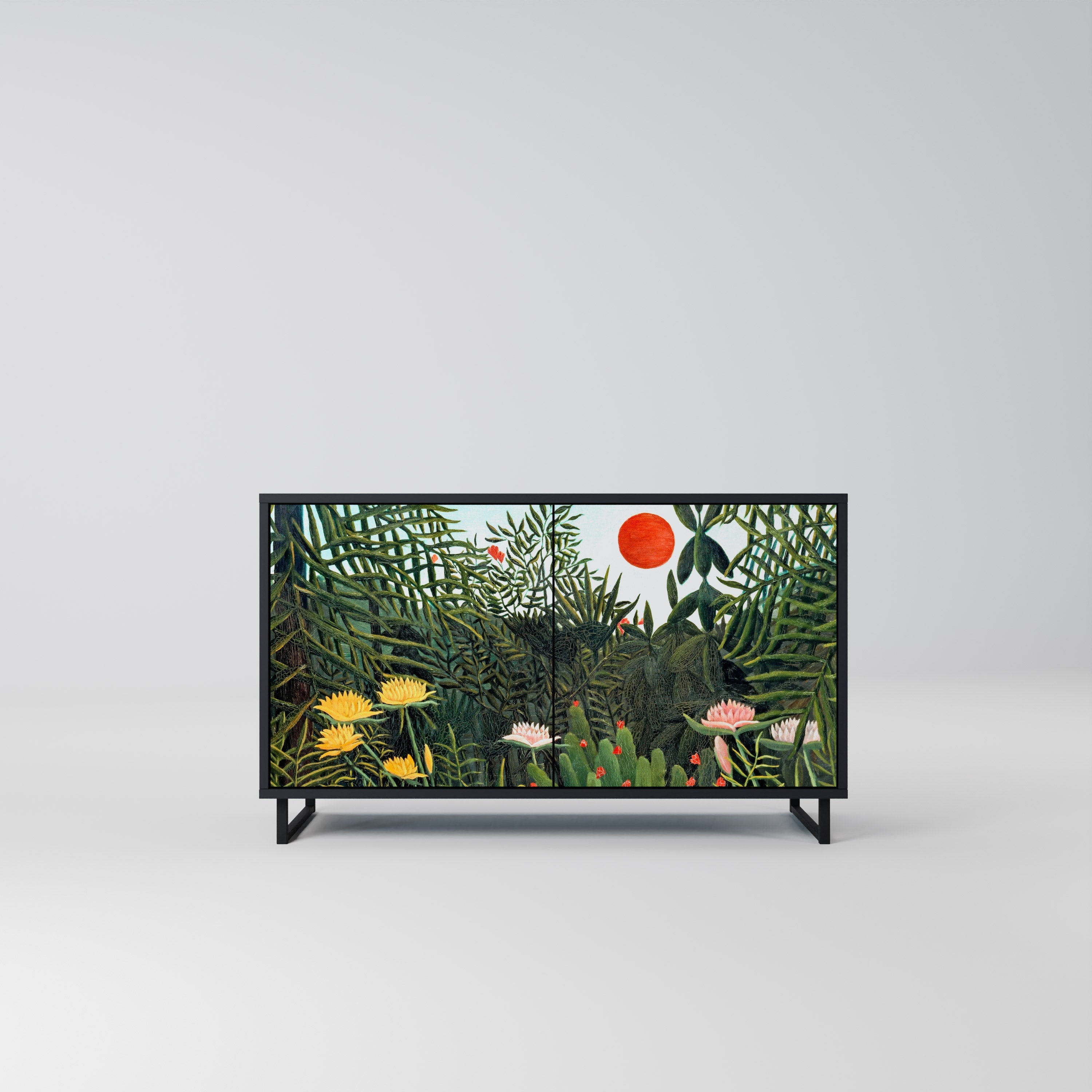 VIRGIN FOREST WITH SUNSET Sideboard mit 2 Türen in Schwarz