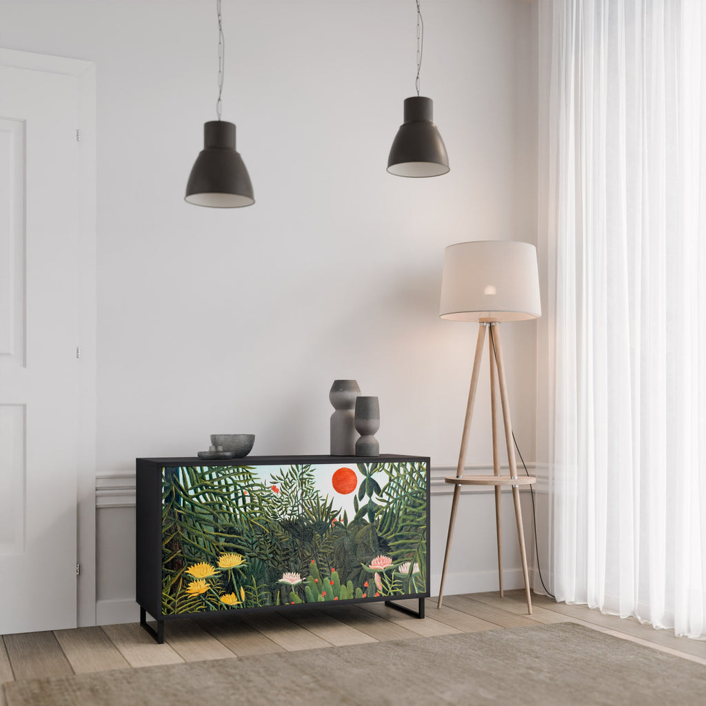VIRGIN FOREST WITH SUNSET Sideboard mit 2 Türen in Schwarz