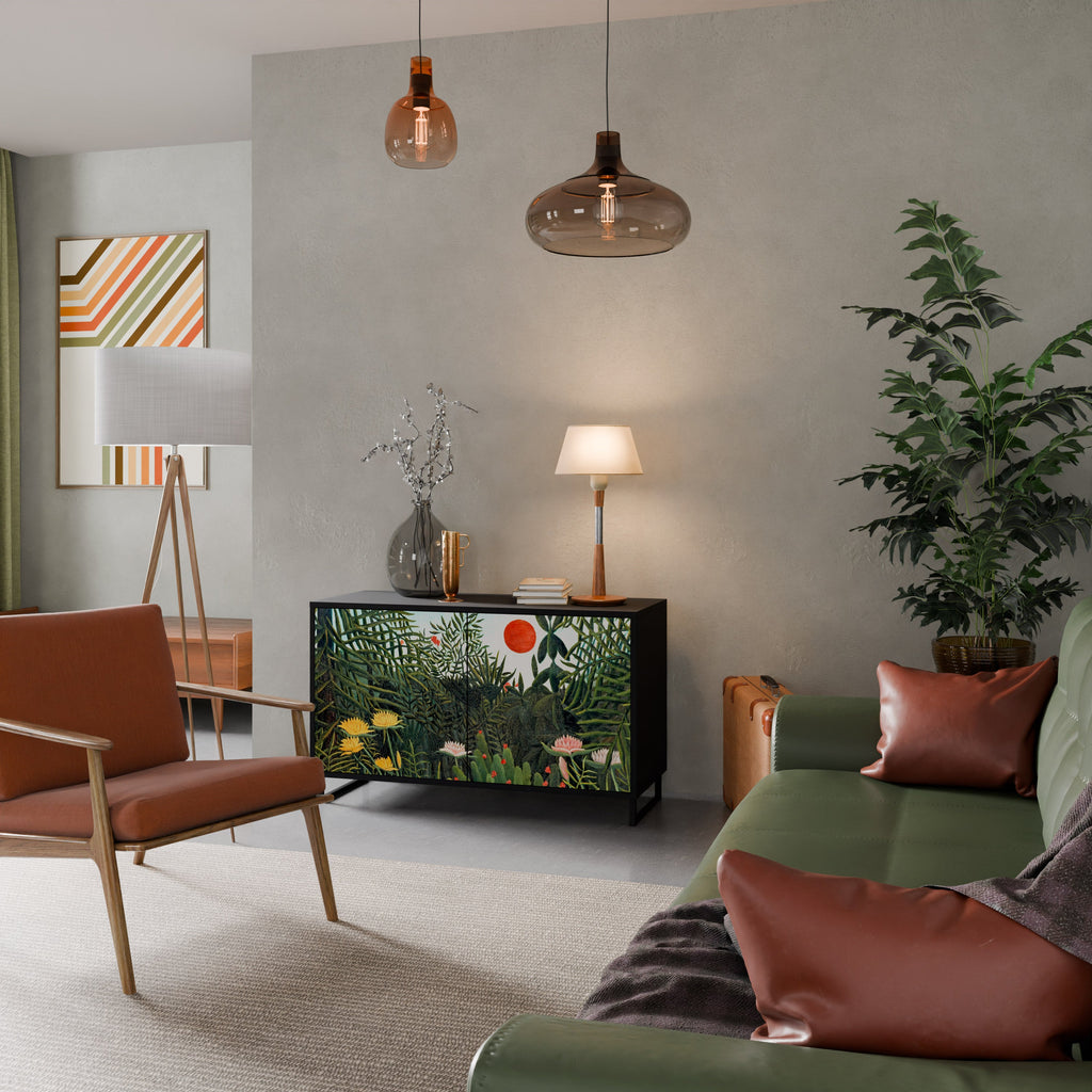 VIRGIN FOREST WITH SUNSET Sideboard mit 2 Türen in Schwarz