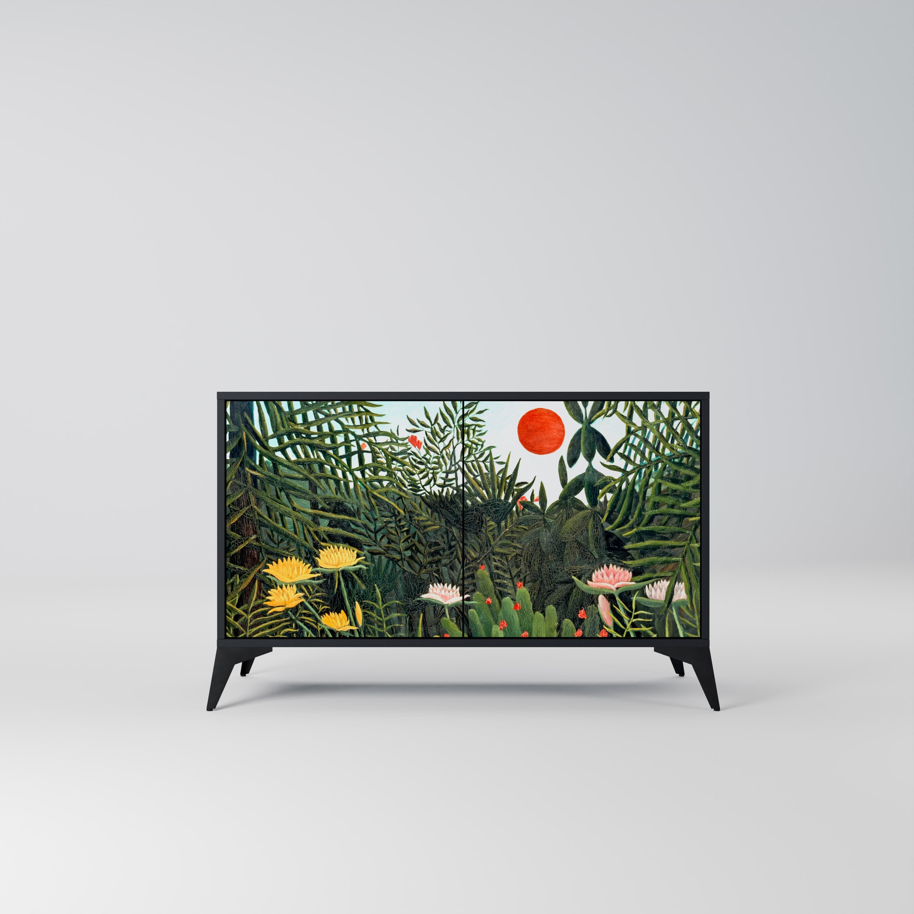 VIRGIN FOREST WITH SUNSET Sideboard mit 2 Türen in Schwarz