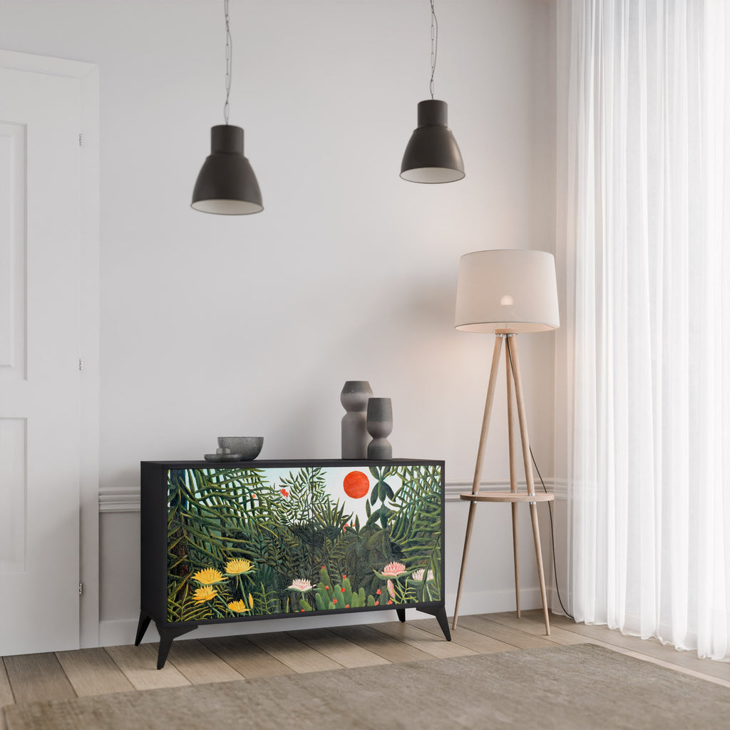 VIRGIN FOREST WITH SUNSET Sideboard mit 2 Türen in Schwarz