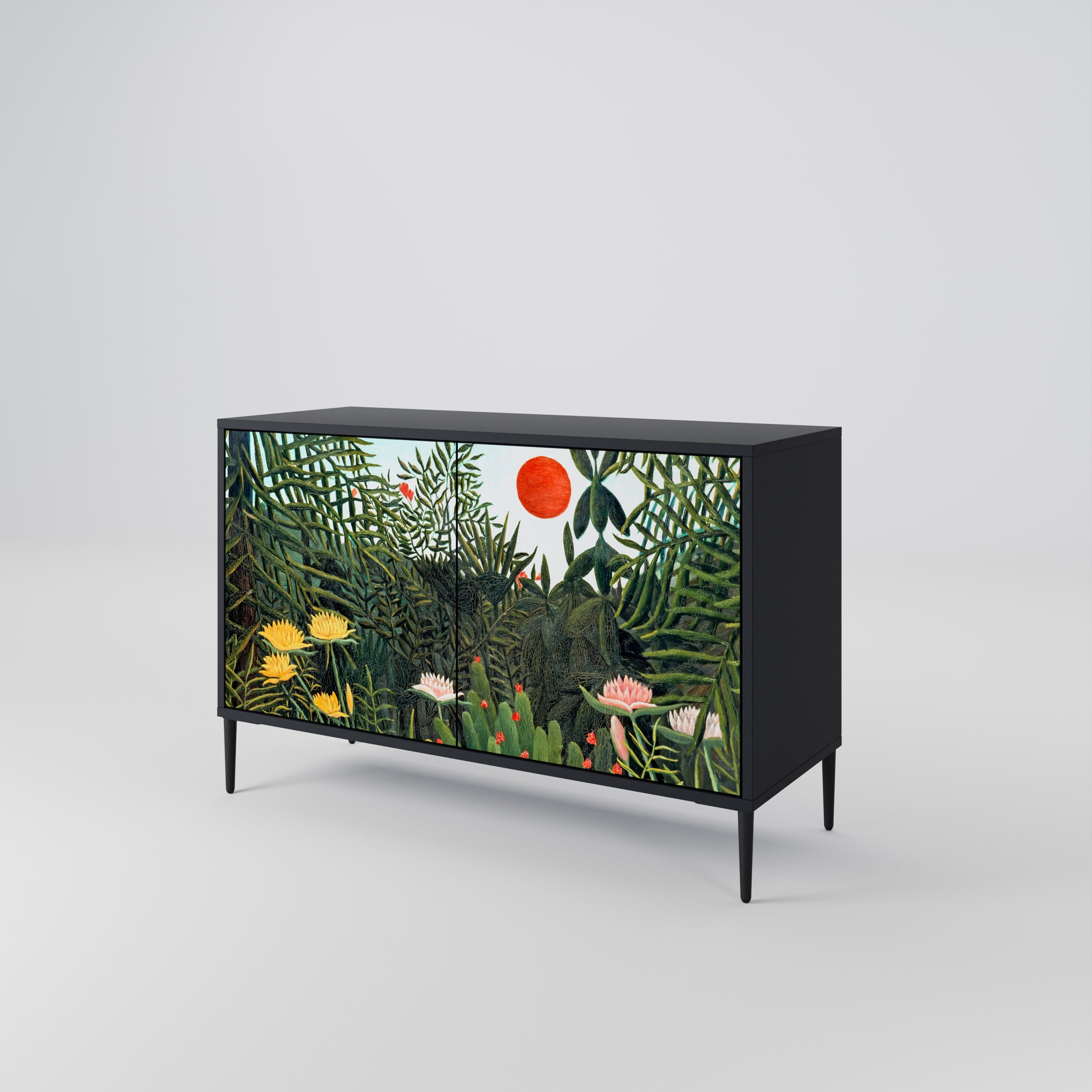 VIRGIN FOREST WITH SUNSET Sideboard mit 2 Türen in Schwarz