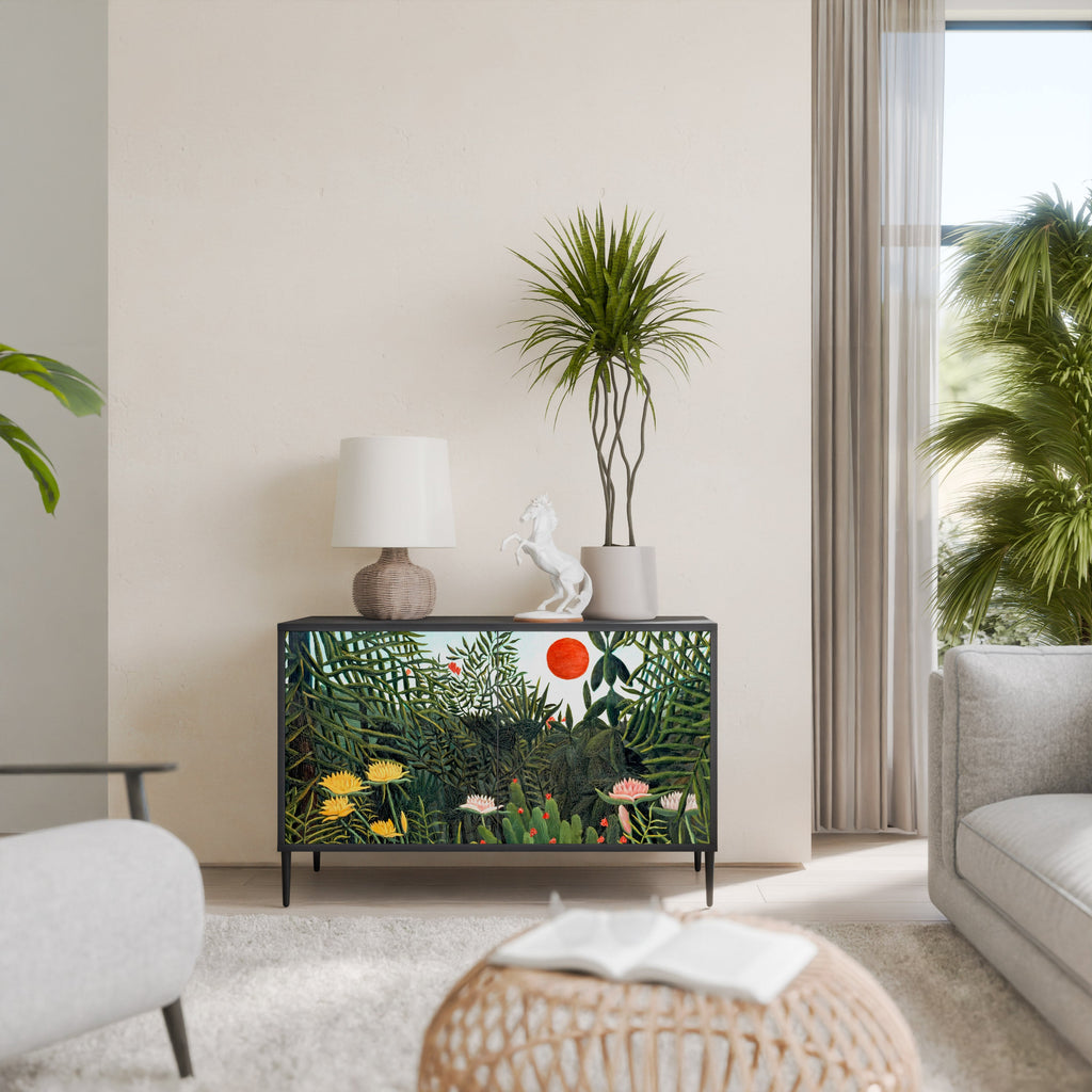 VIRGIN FOREST WITH SUNSET Sideboard mit 2 Türen in Schwarz