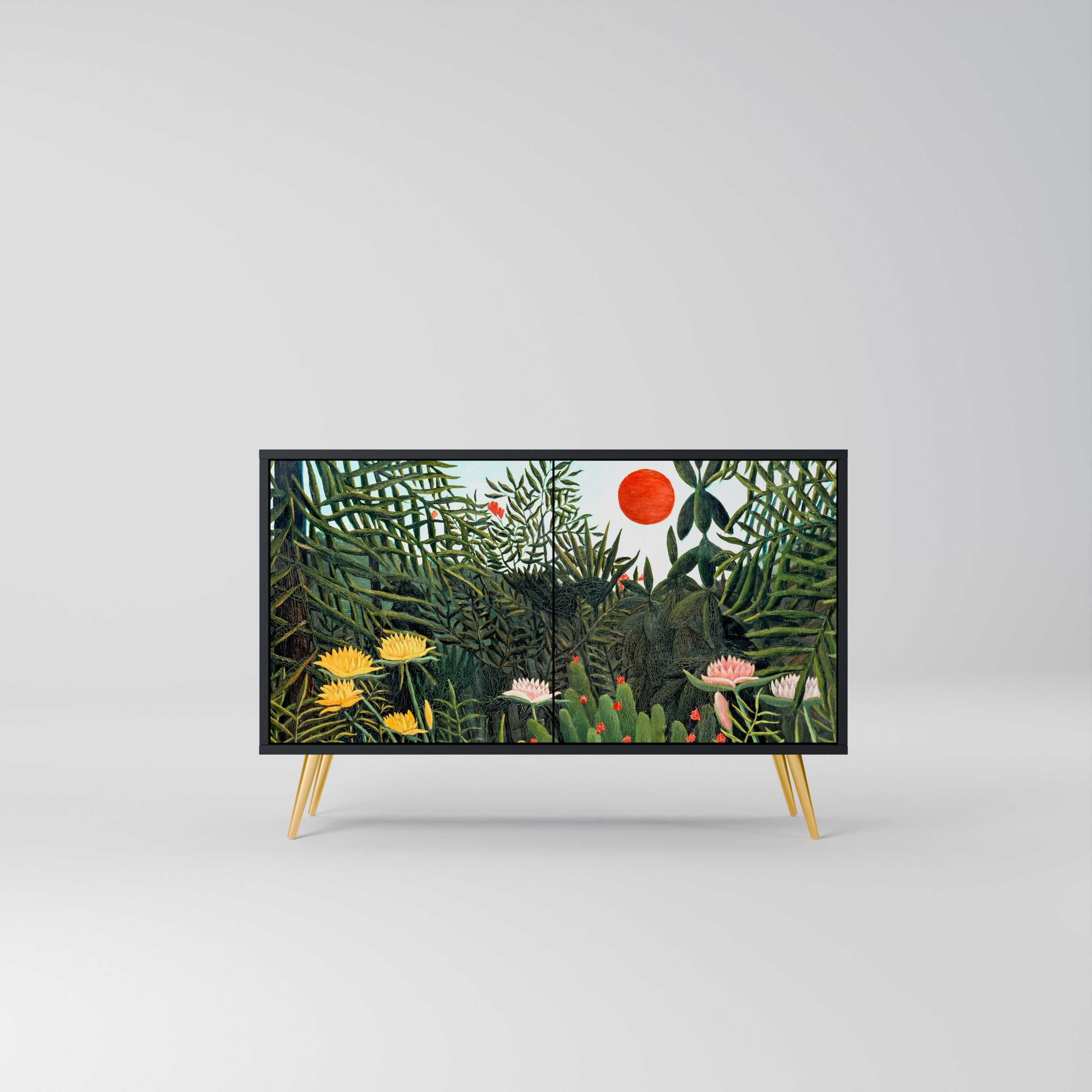 VIRGIN FOREST WITH SUNSET Sideboard mit 2 Türen in Schwarz