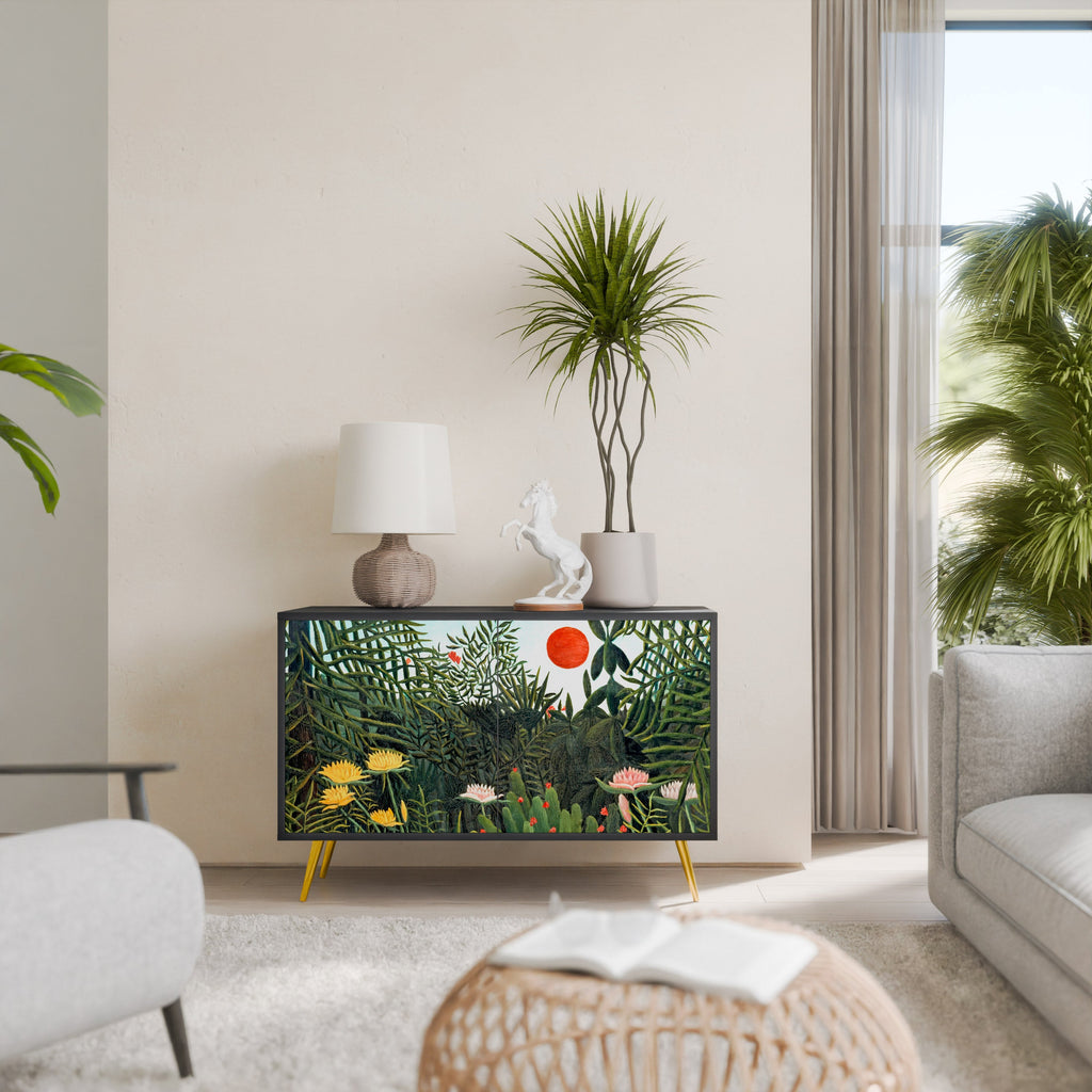 VIRGIN FOREST WITH SUNSET Sideboard mit 2 Türen in Schwarz