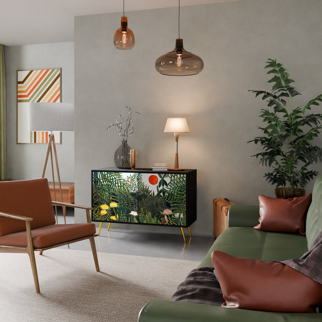 VIRGIN FOREST WITH SUNSET Sideboard mit 2 Türen in Schwarz