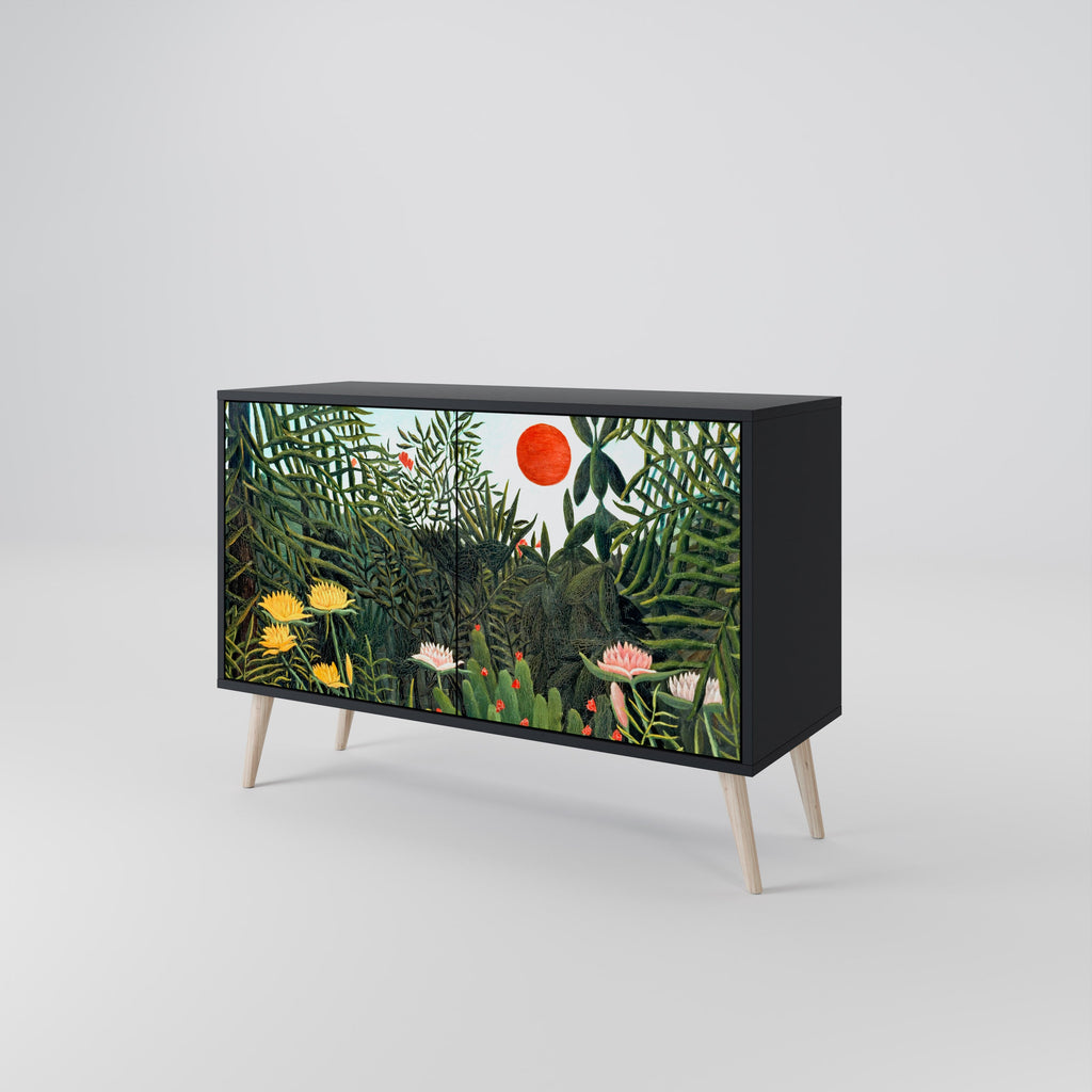 VIRGIN FOREST WITH SUNSET Sideboard mit 2 Türen in Schwarz