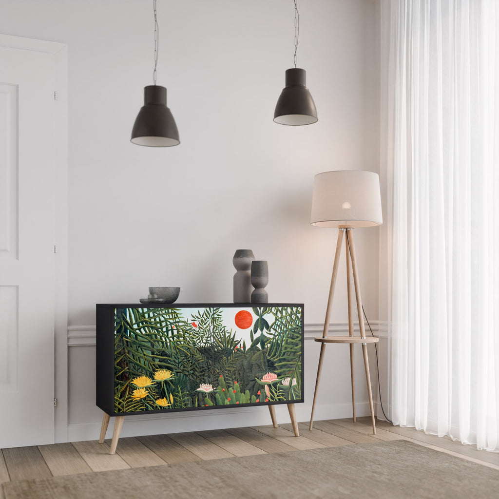 VIRGIN FOREST WITH SUNSET Sideboard mit 2 Türen in Schwarz