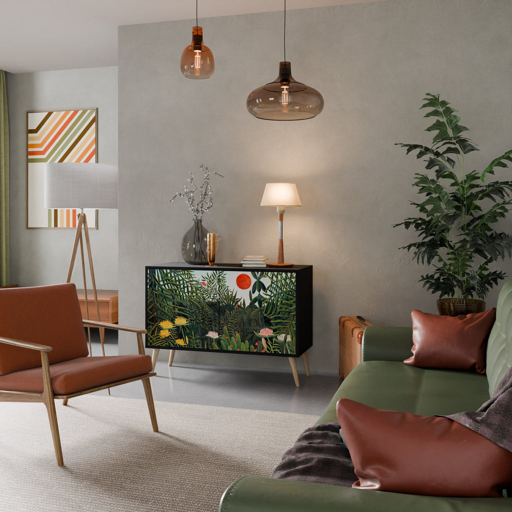 VIRGIN FOREST WITH SUNSET Sideboard mit 2 Türen in Schwarz