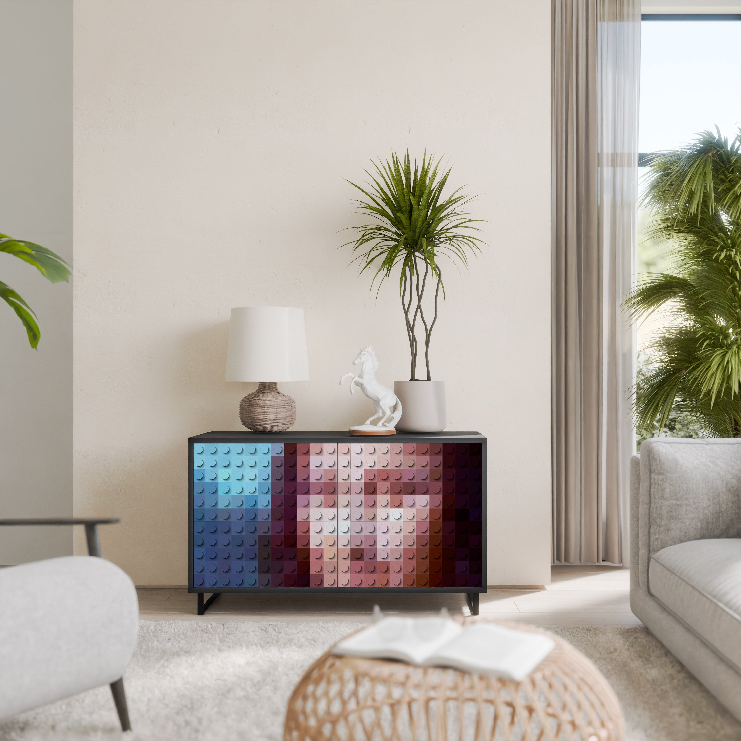 CONSTRUCTIVE ART Sideboard mit 2 Türen in Schwarz