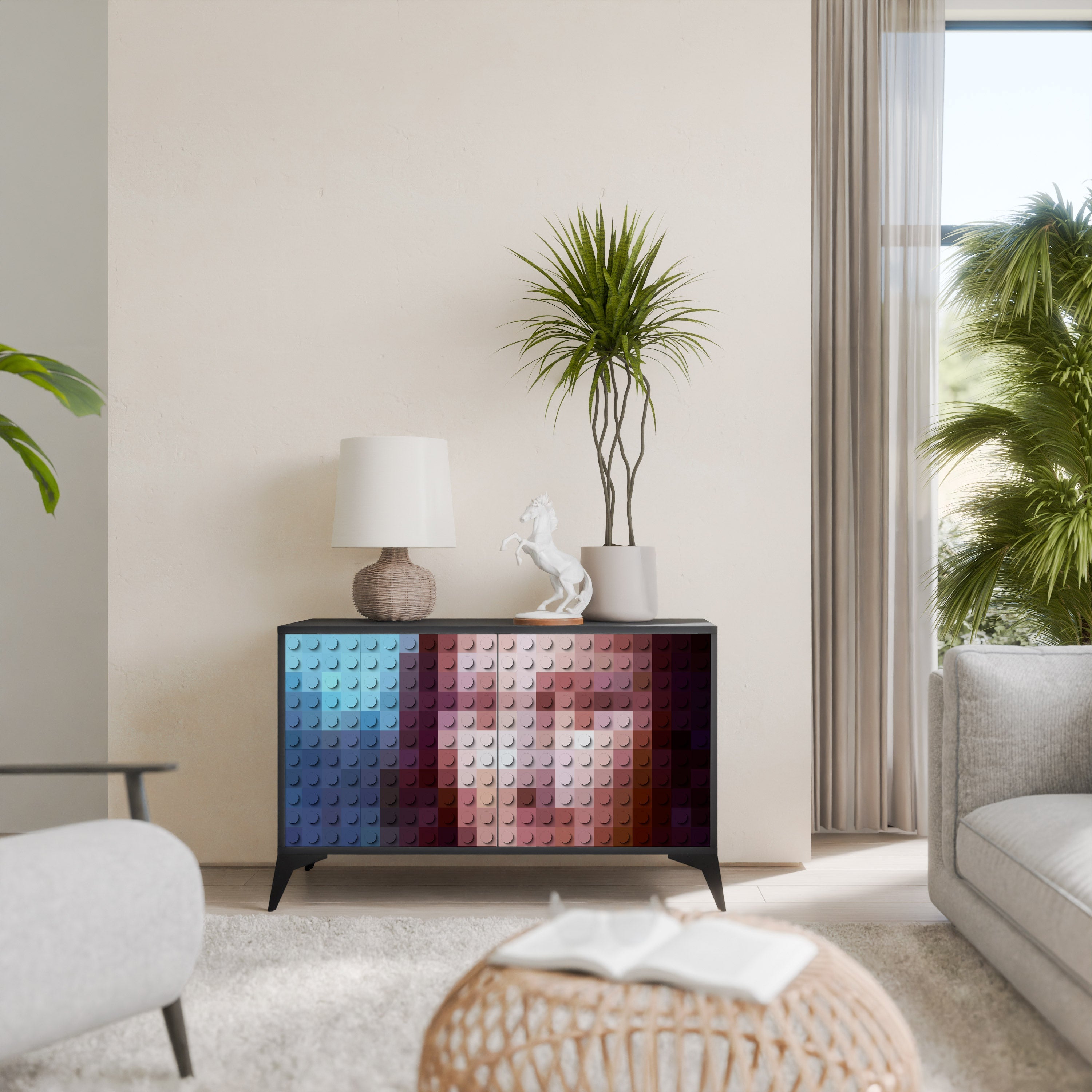 CONSTRUCTIVE ART Sideboard mit 2 Türen in Schwarz