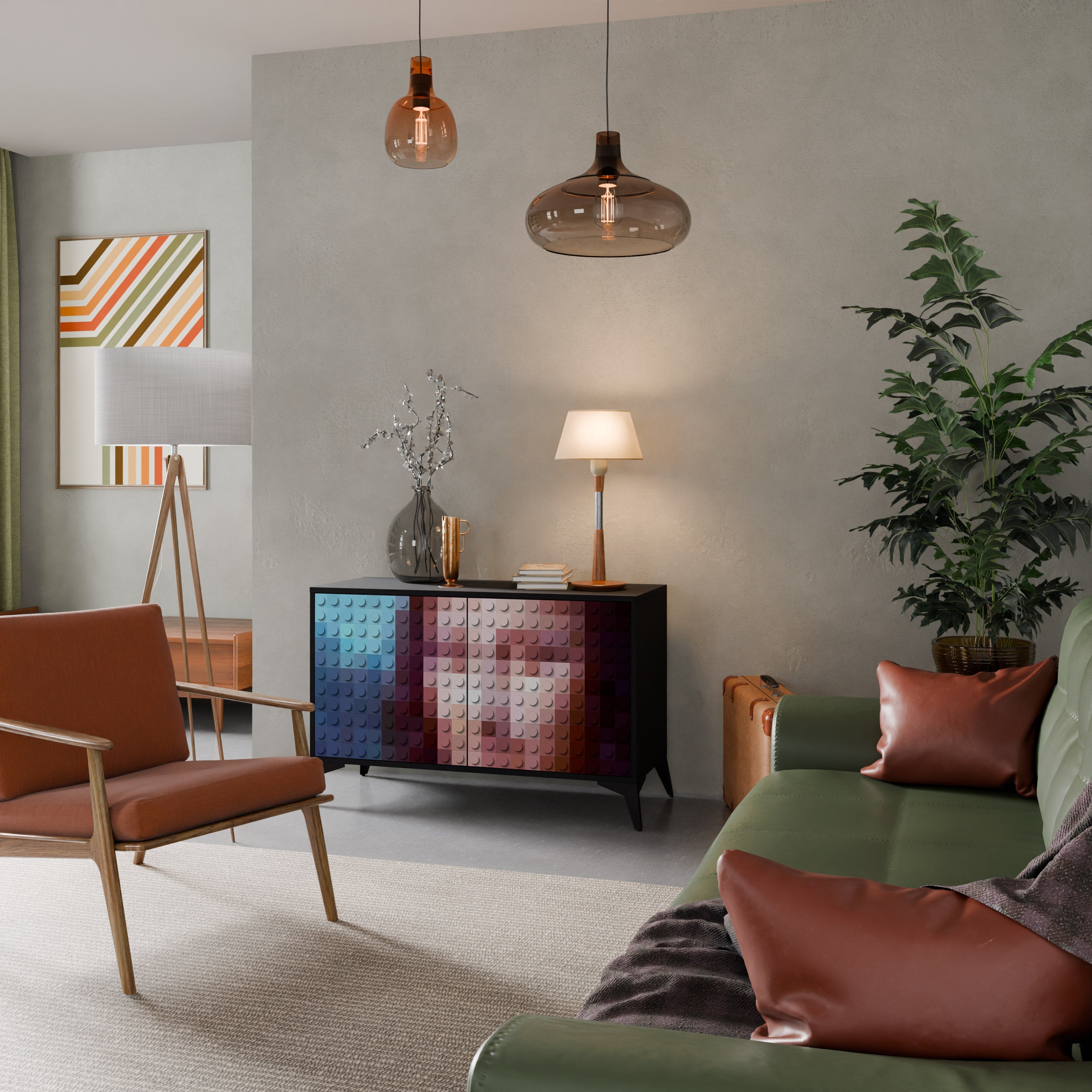 CONSTRUCTIVE ART Sideboard mit 2 Türen in Schwarz