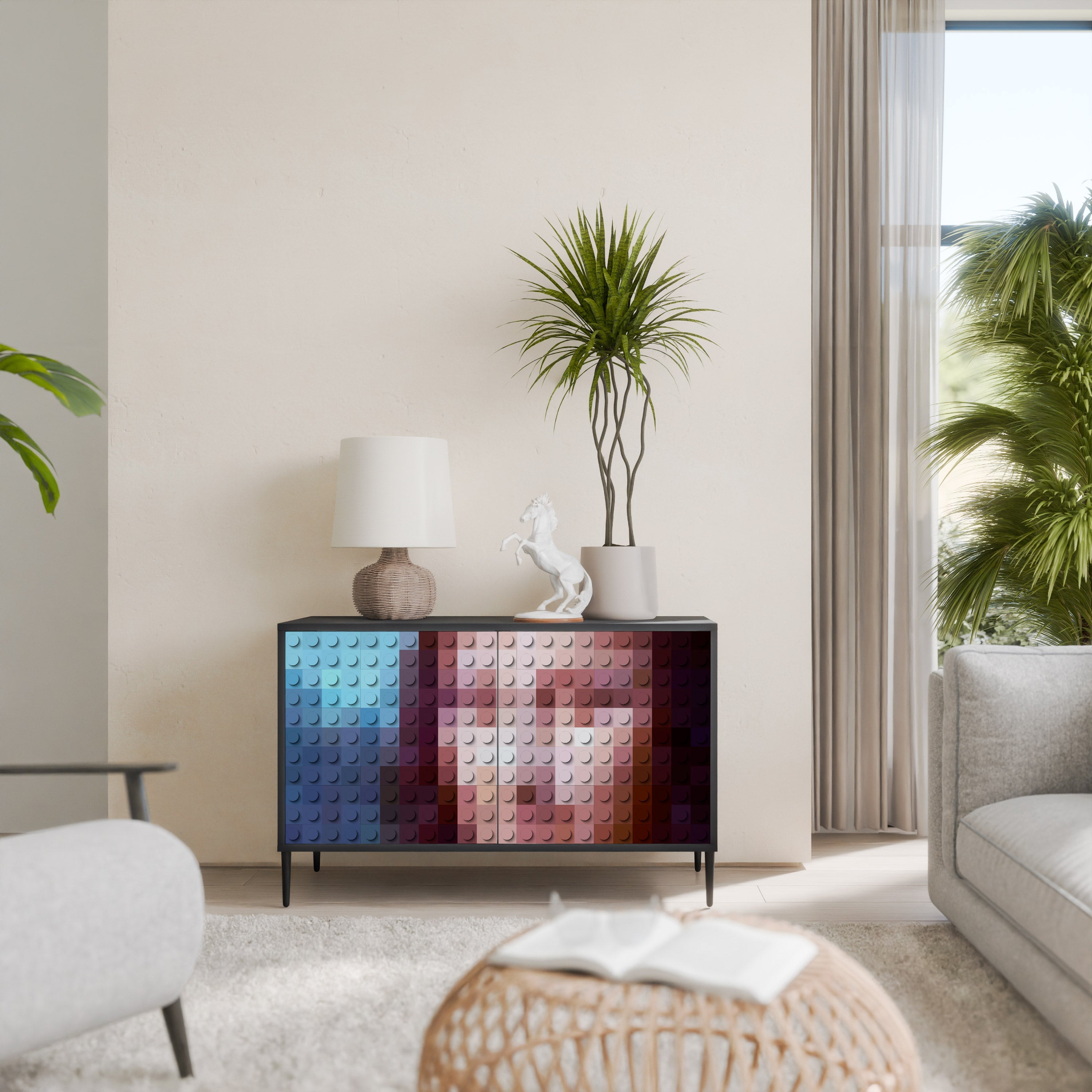 CONSTRUCTIVE ART Sideboard mit 2 Türen in Schwarz