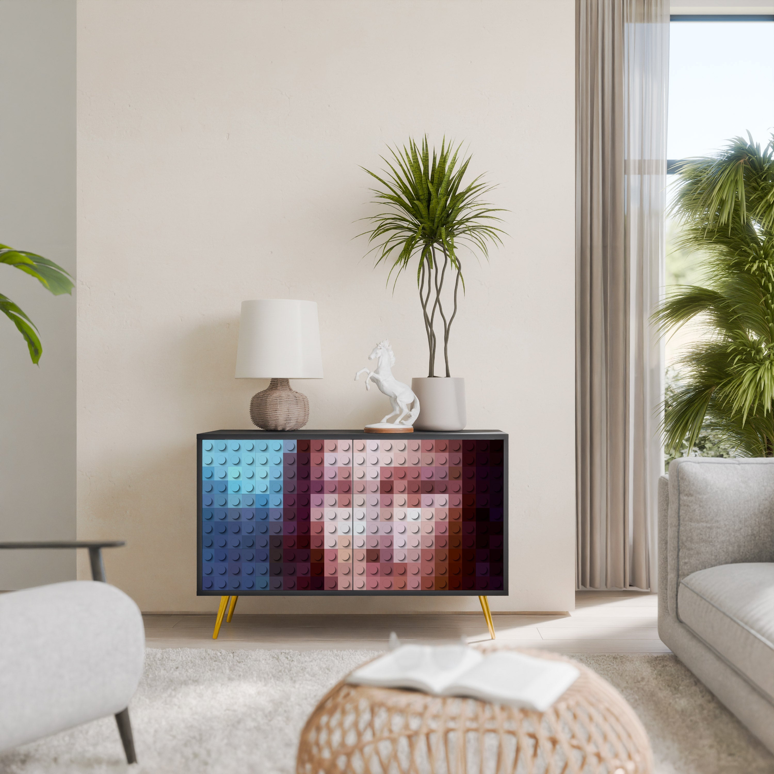 CONSTRUCTIVE ART Sideboard mit 2 Türen in Schwarz