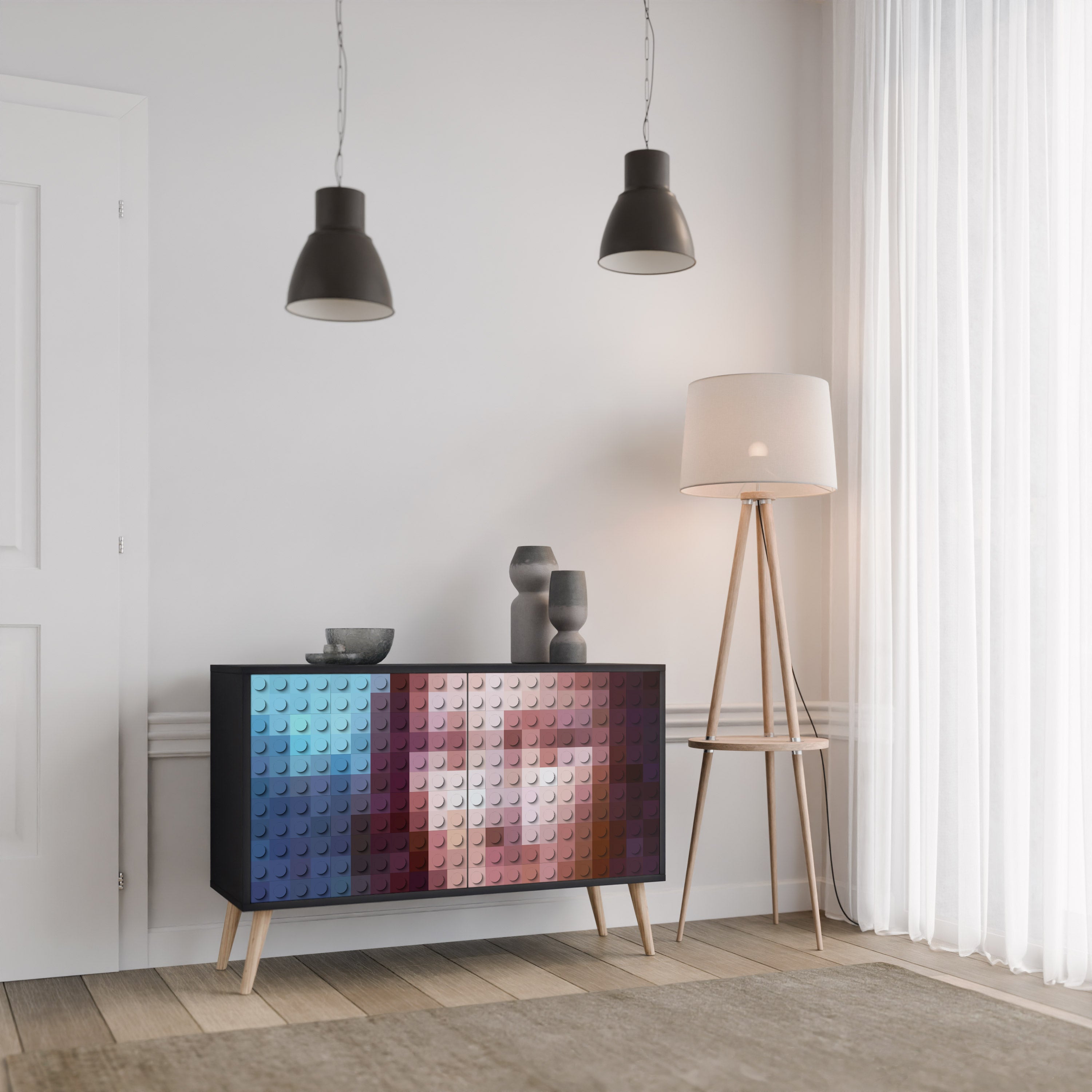 CONSTRUCTIVE ART Sideboard mit 2 Türen in Schwarz