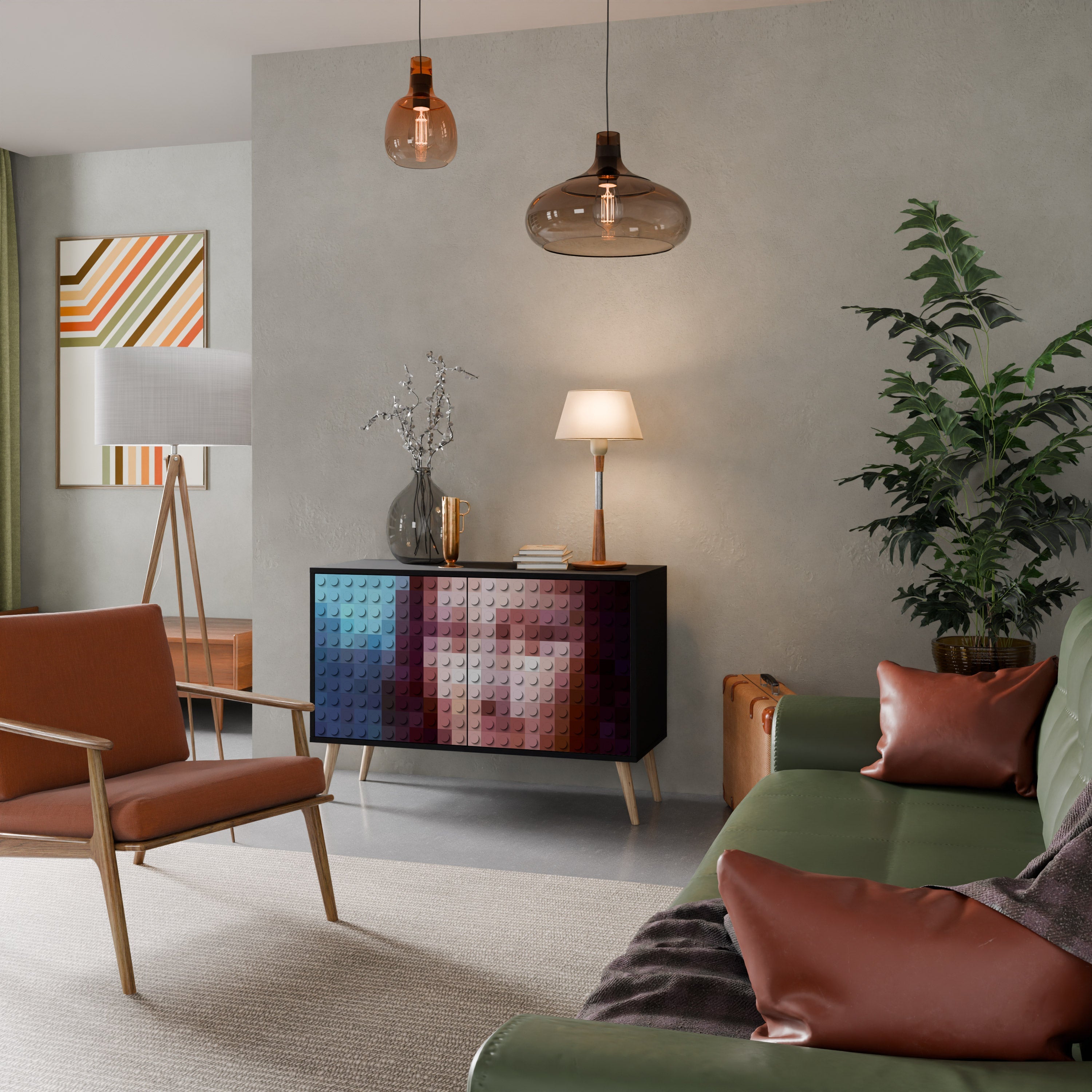 CONSTRUCTIVE ART Sideboard mit 2 Türen in Schwarz