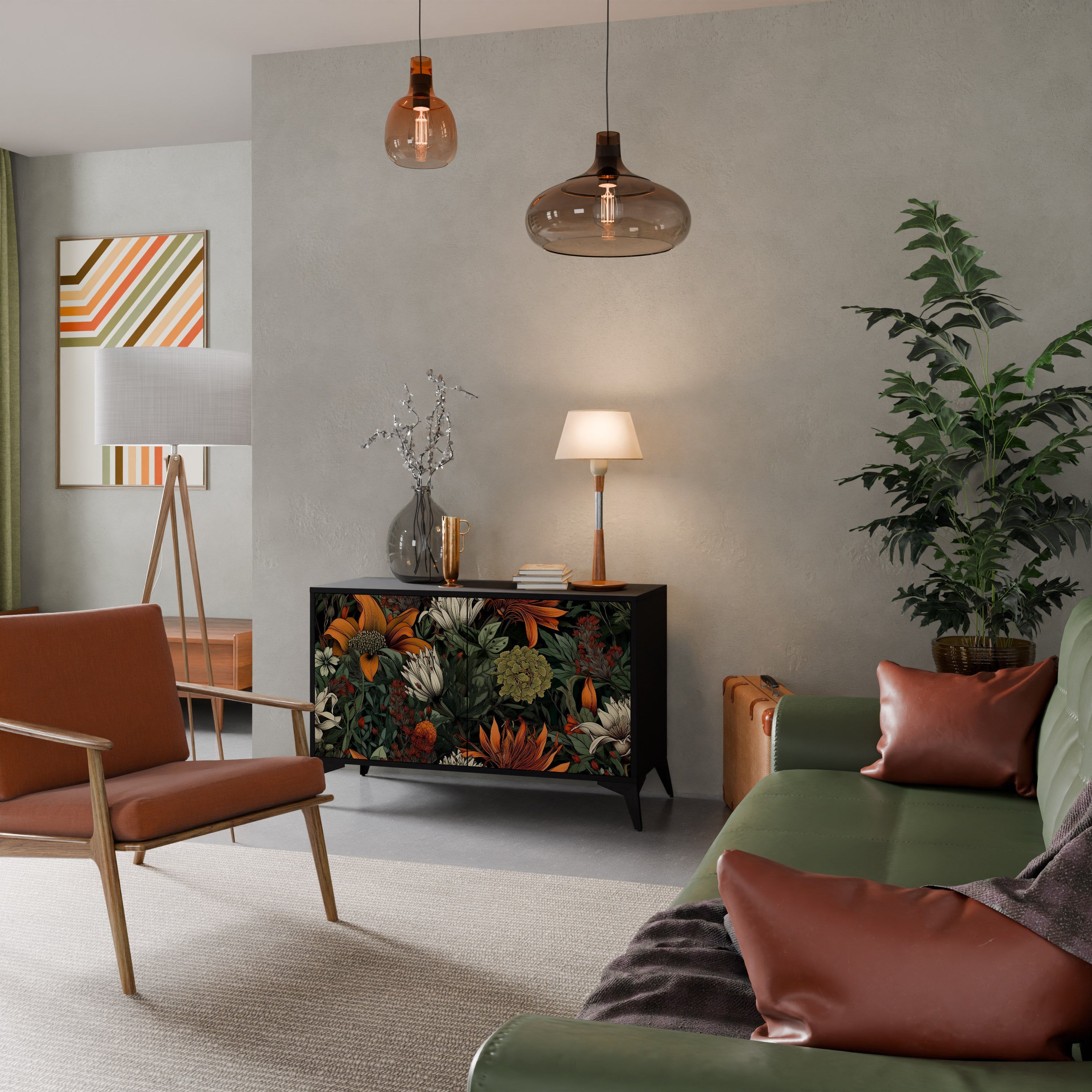 MIDNIGHT SPROUT Sideboard mit 2 Türen in Schwarz