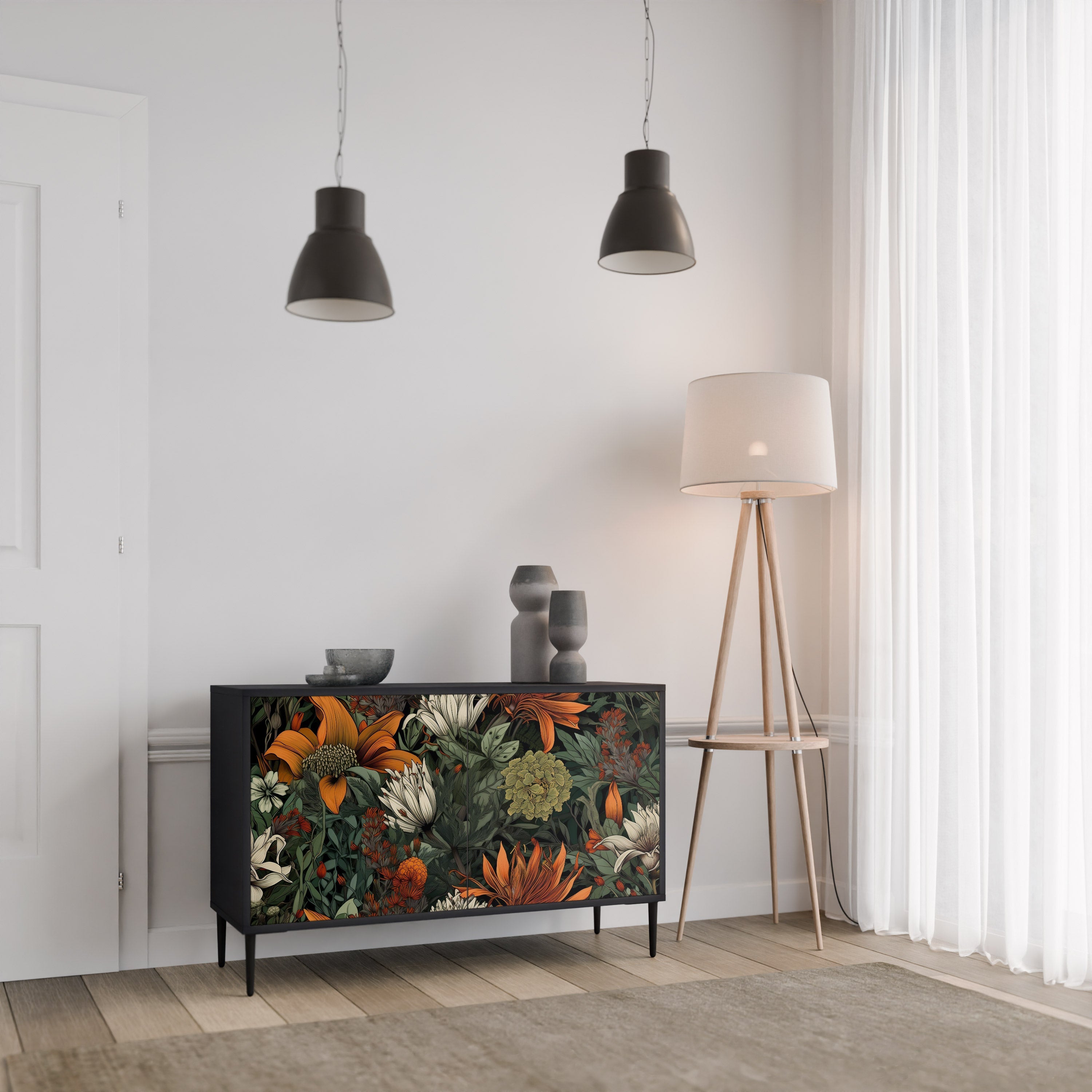 MIDNIGHT SPROUT Sideboard mit 2 Türen in Schwarz