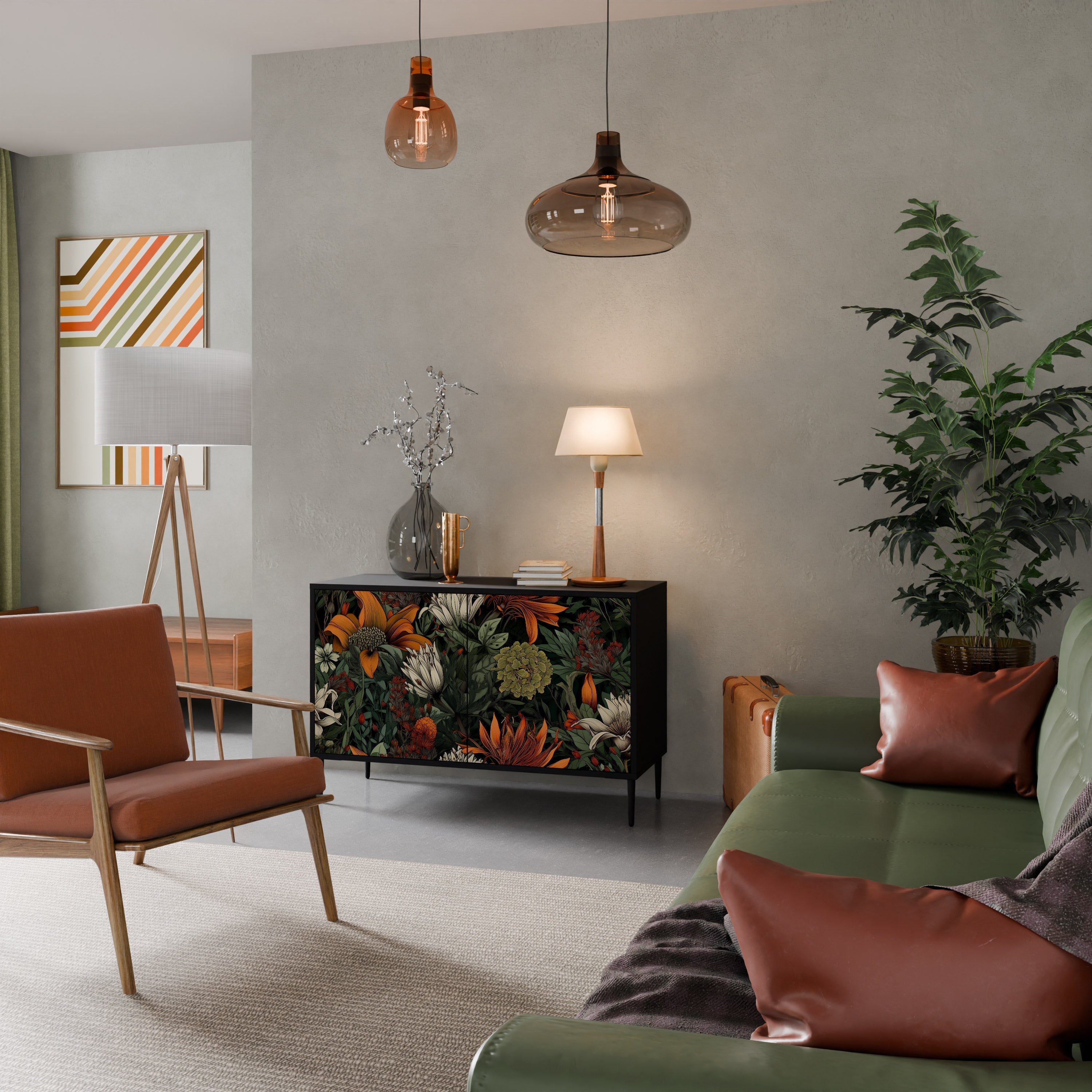 MIDNIGHT SPROUT Sideboard mit 2 Türen in Schwarz