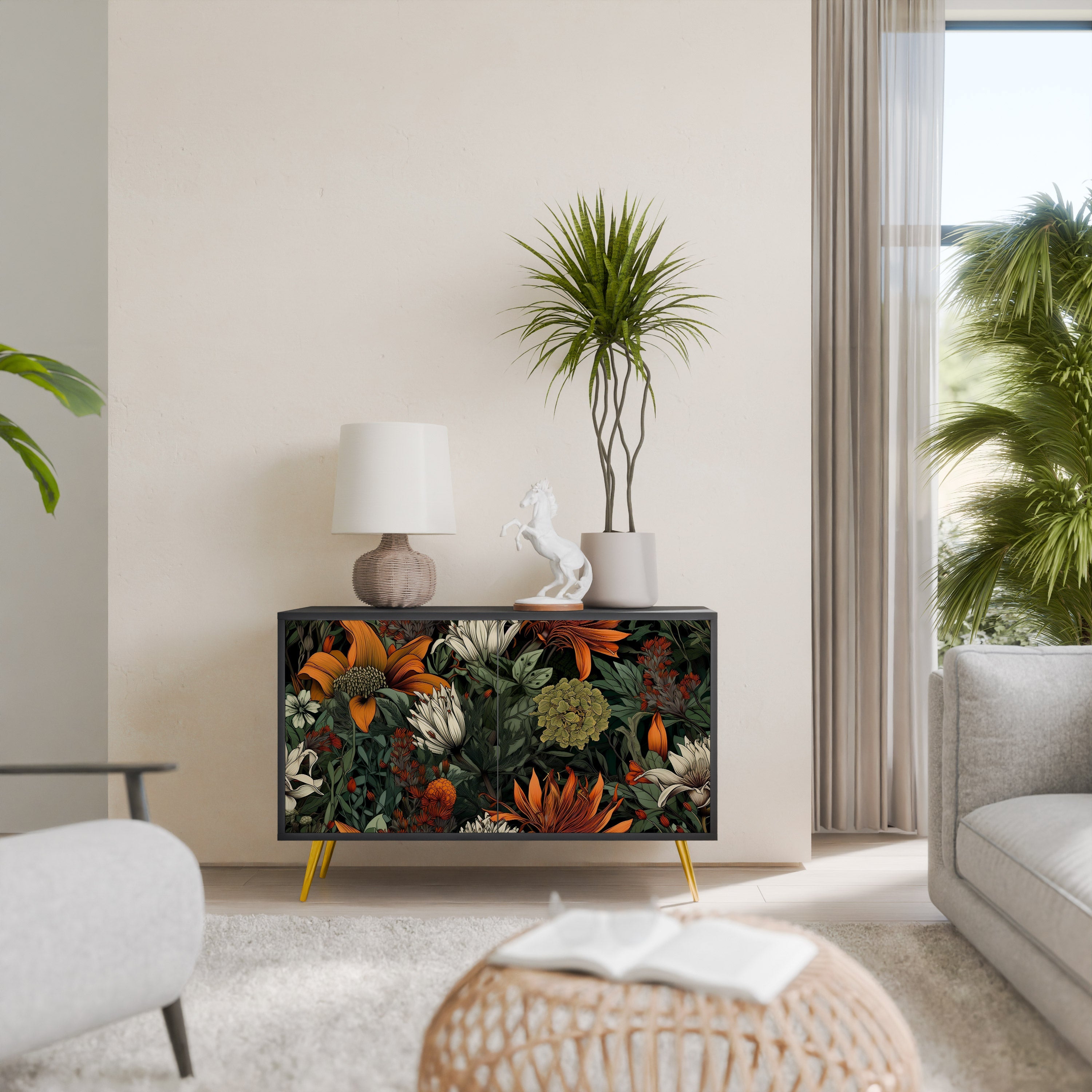 MIDNIGHT SPROUT Sideboard mit 2 Türen in Schwarz