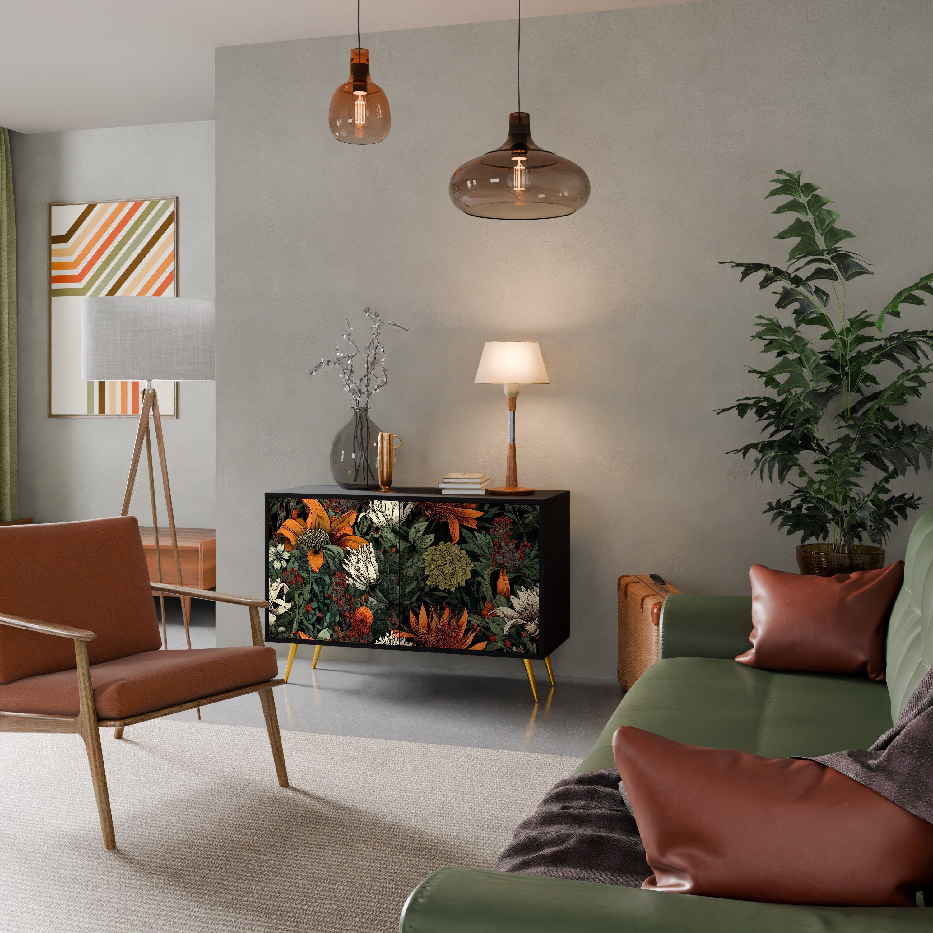 MIDNIGHT SPROUT Sideboard mit 2 Türen in Schwarz