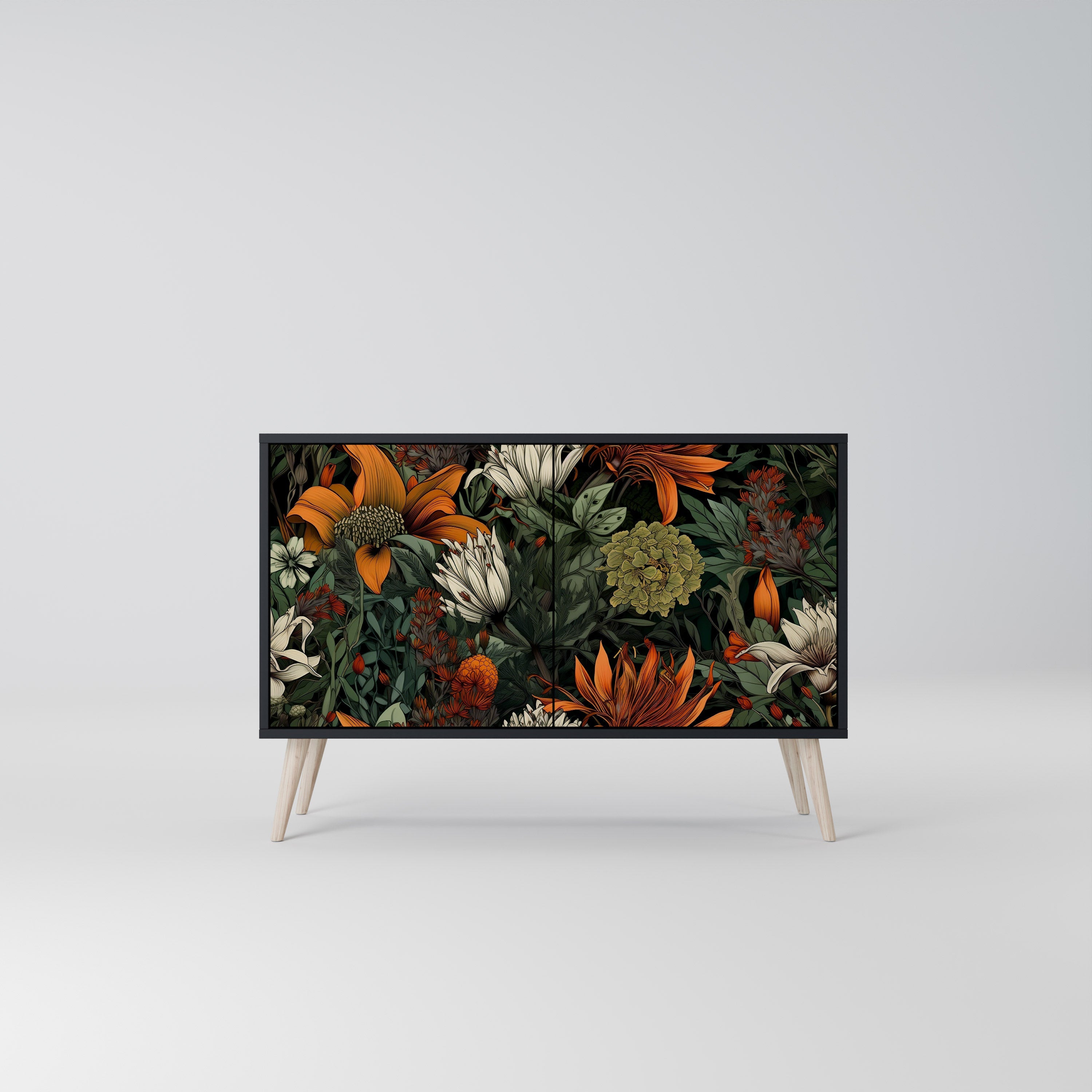 MIDNIGHT SPROUT Sideboard mit 2 Türen in Schwarz