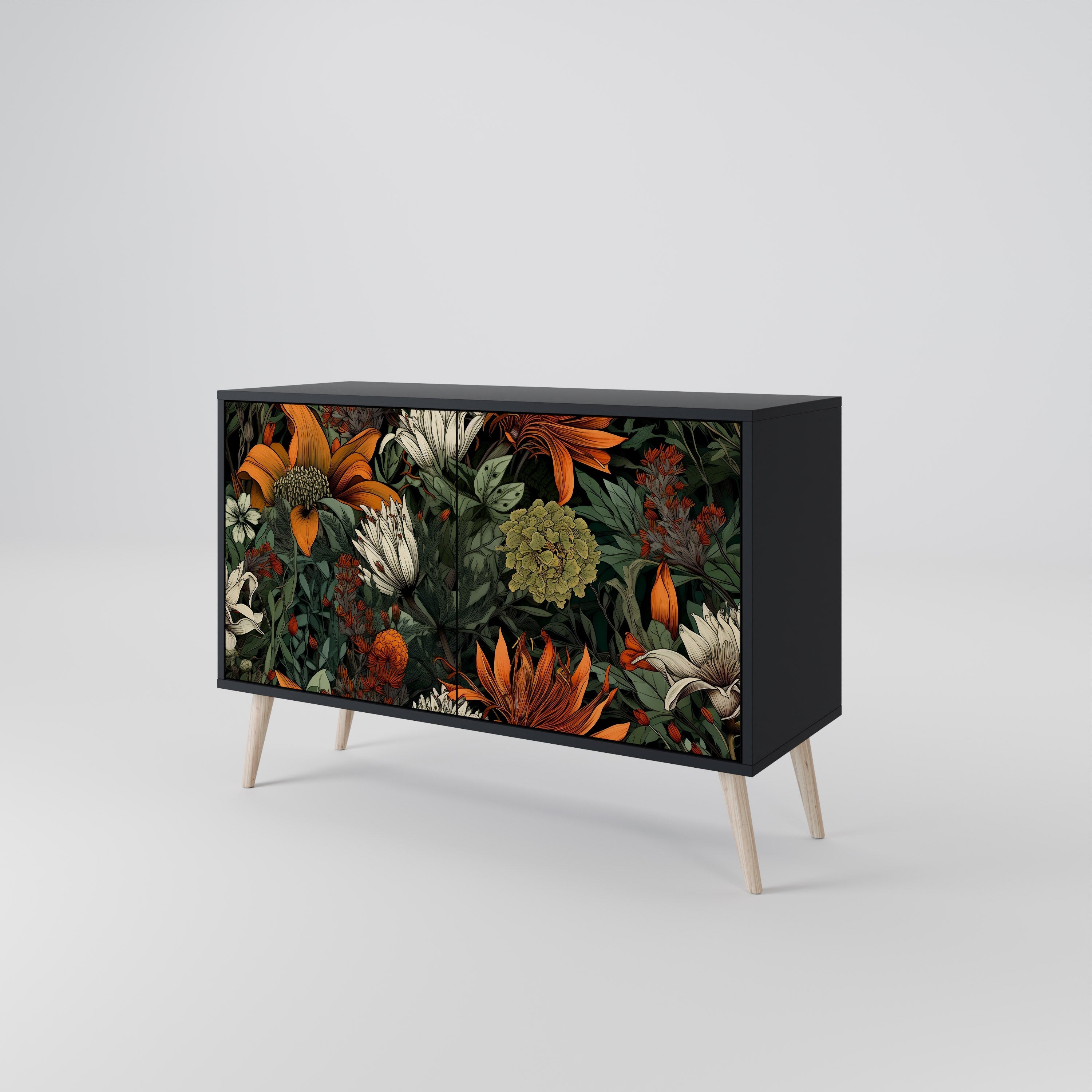 MIDNIGHT SPROUT Sideboard mit 2 Türen in Schwarz