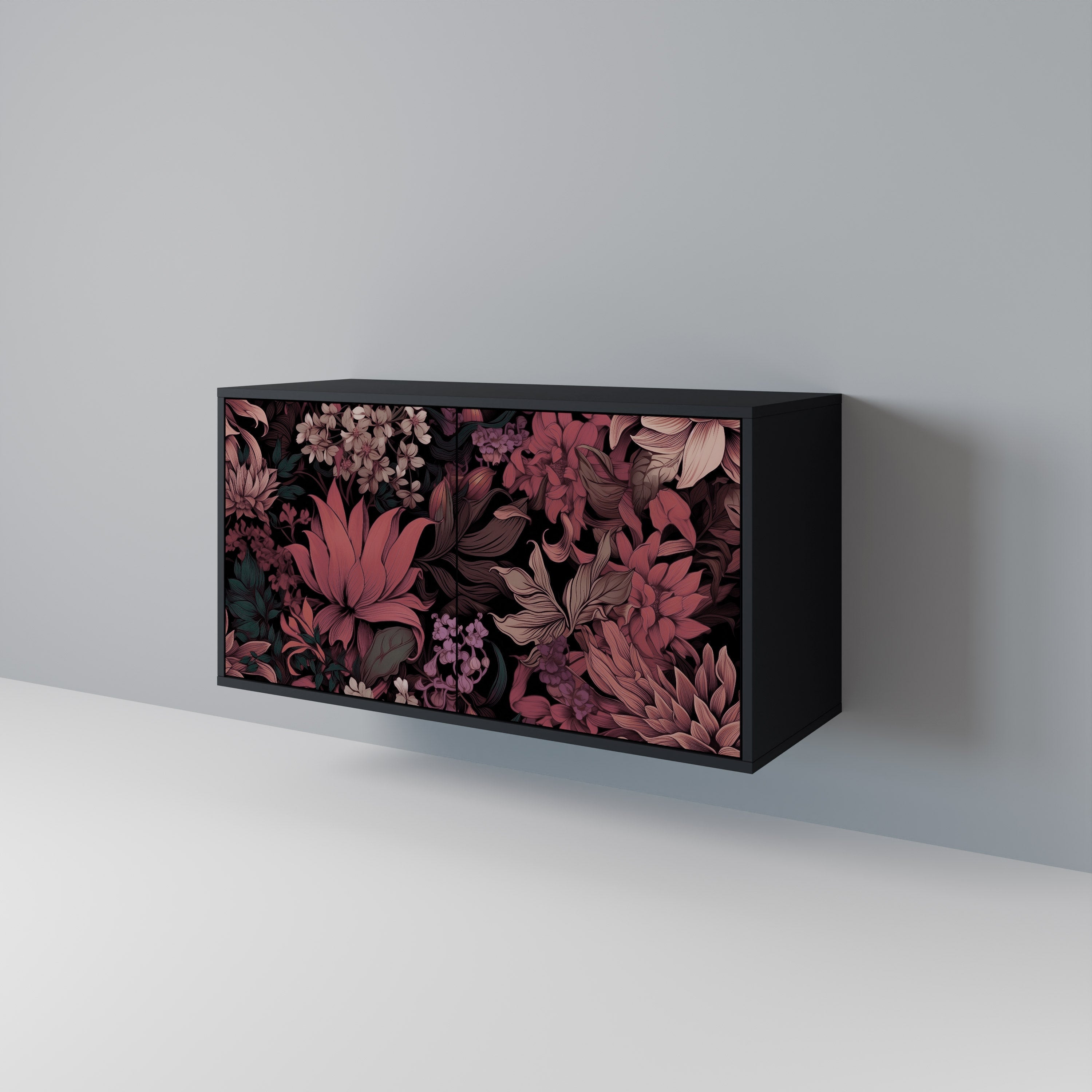 FLORAL WHISPER Sideboard mit 2 Türen in Schwarz