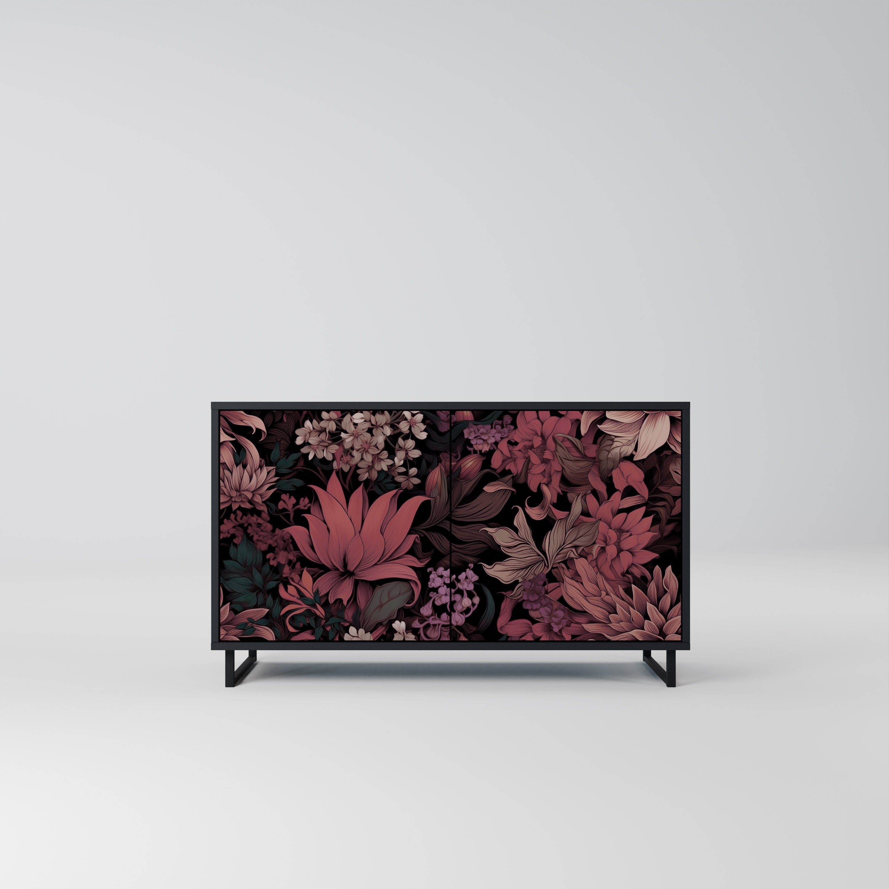 FLORAL WHISPER Sideboard mit 2 Türen in Schwarz