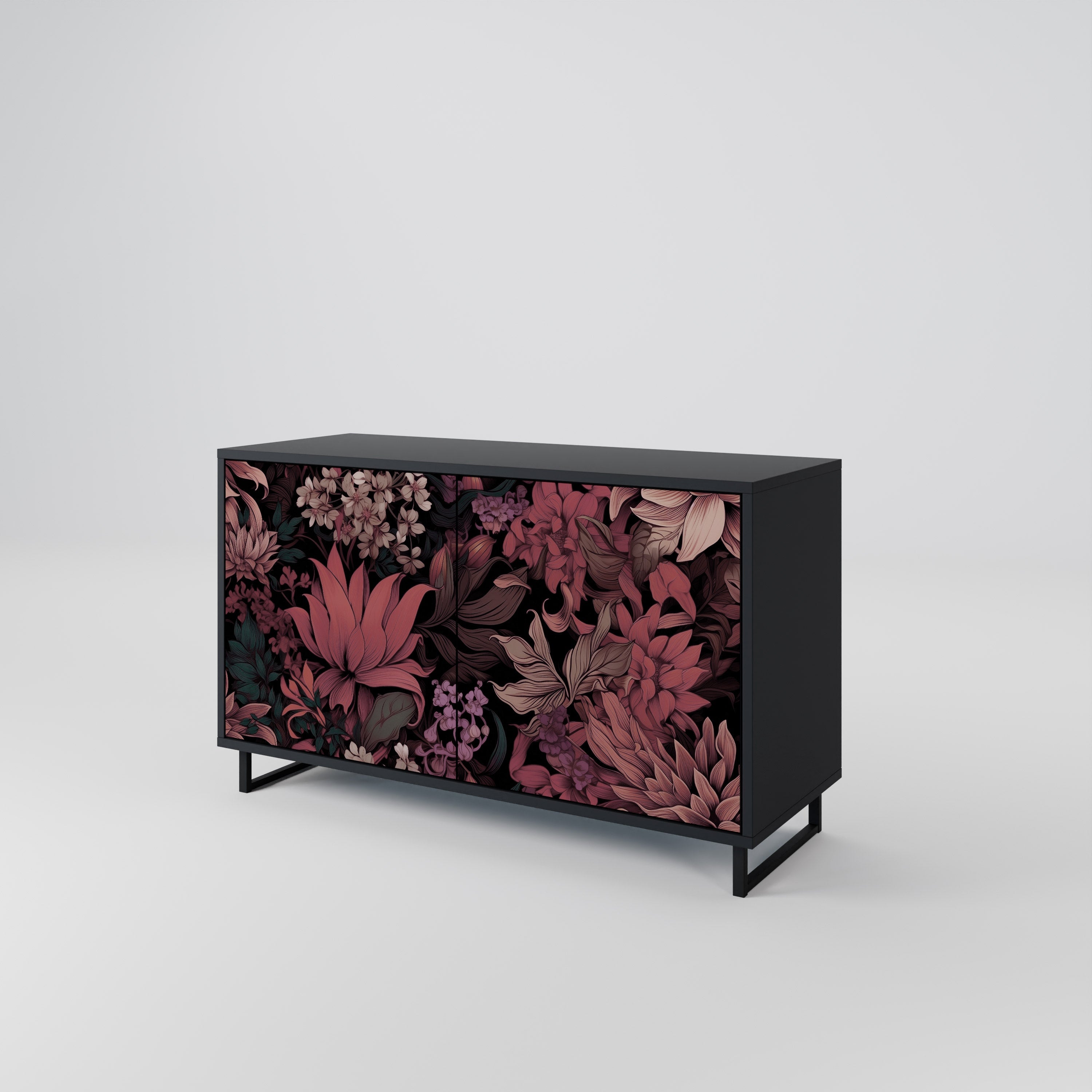 FLORAL WHISPER Sideboard mit 2 Türen in Schwarz