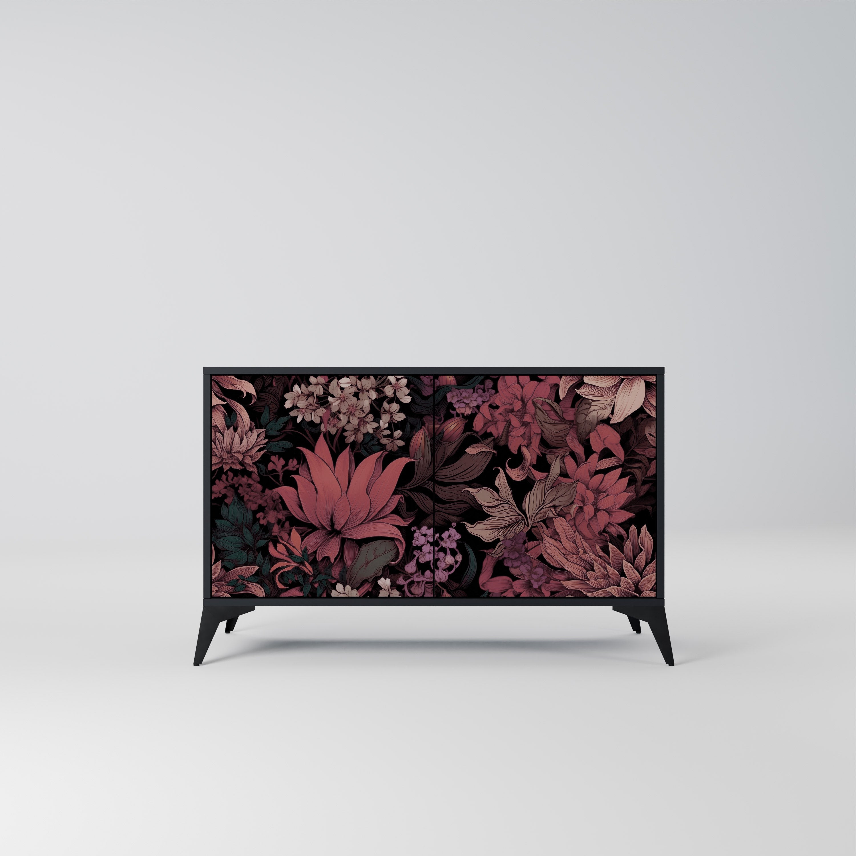 FLORAL WHISPER Sideboard mit 2 Türen in Schwarz