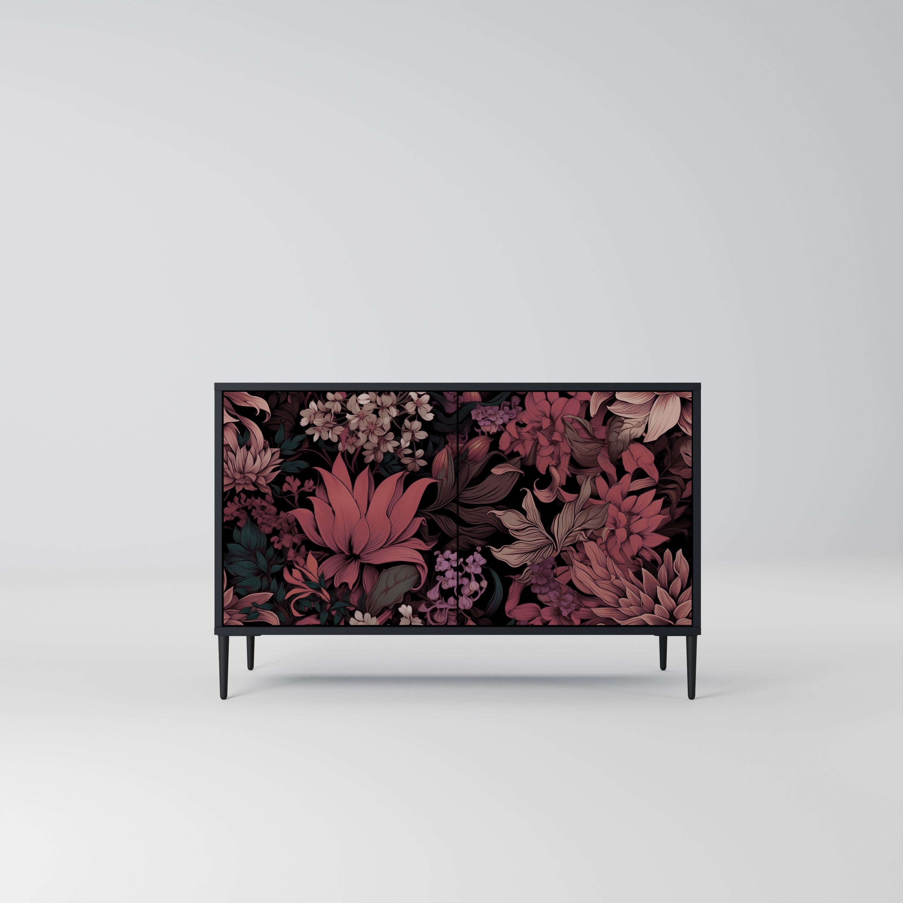 FLORAL WHISPER Sideboard mit 2 Türen in Schwarz