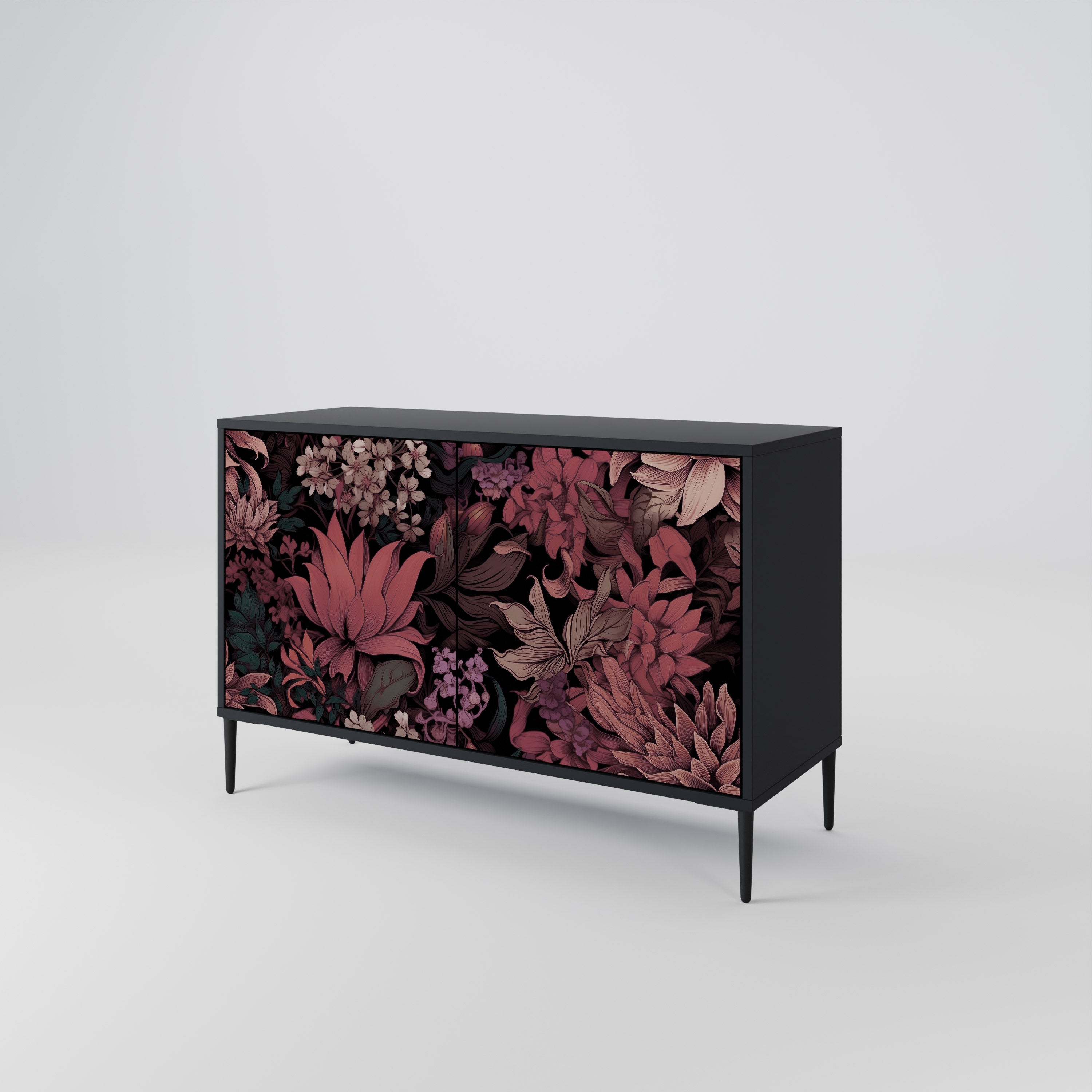 FLORAL WHISPER Sideboard mit 2 Türen in Schwarz