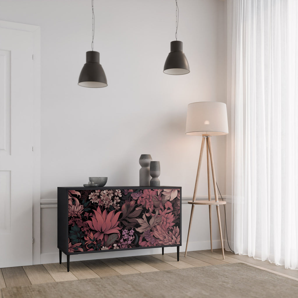 FLORAL WHISPER Sideboard mit 2 Türen in Schwarz