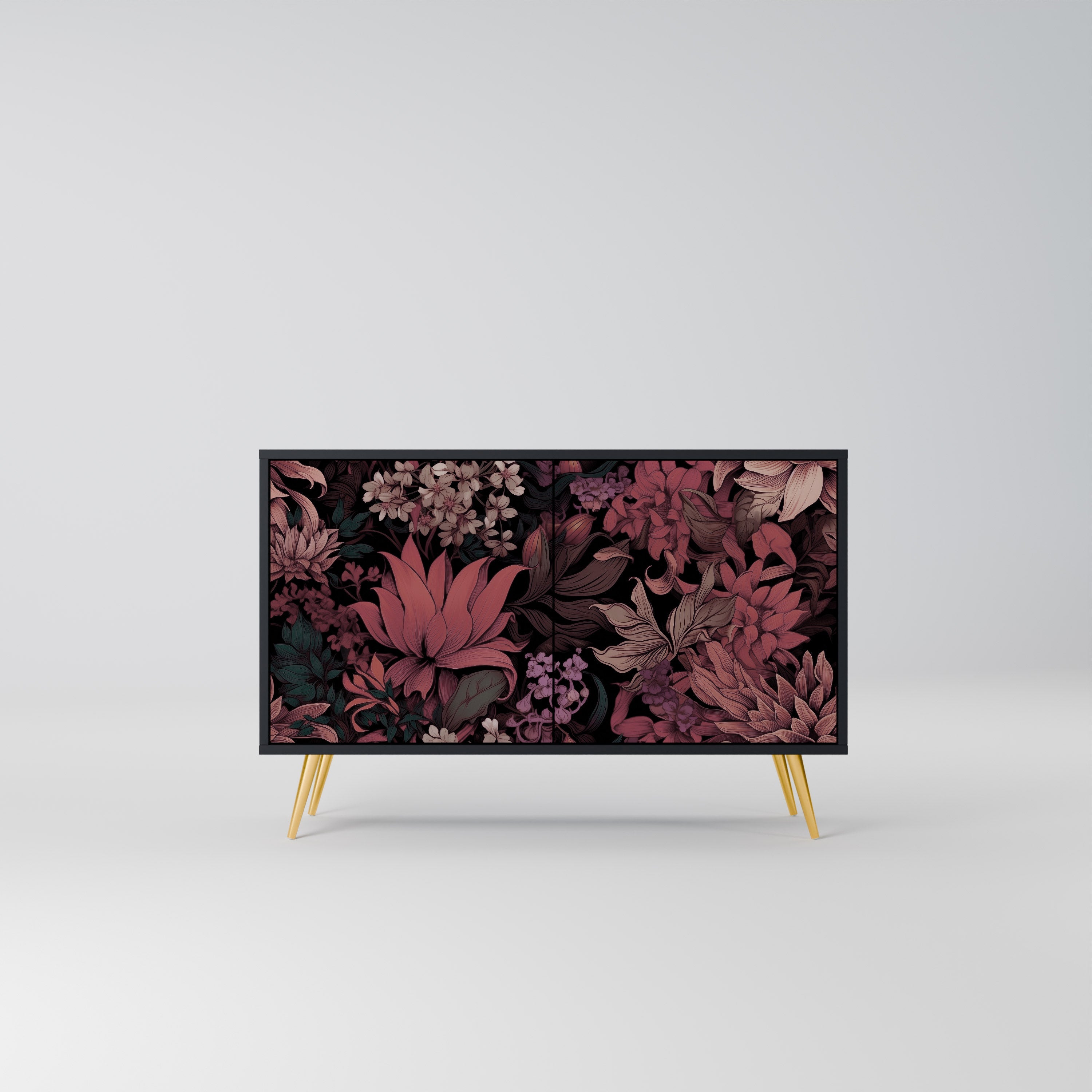FLORAL WHISPER Sideboard mit 2 Türen in Schwarz
