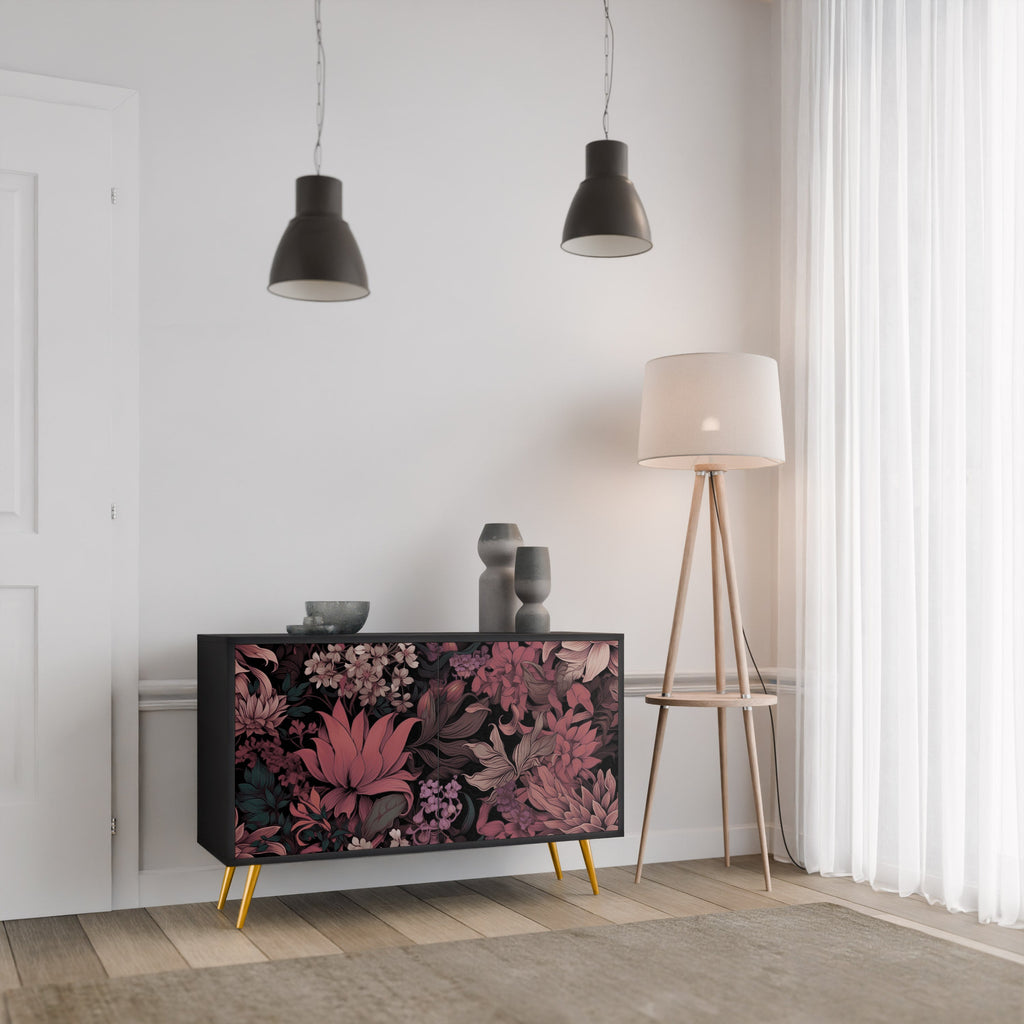 FLORAL WHISPER Sideboard mit 2 Türen in Schwarz