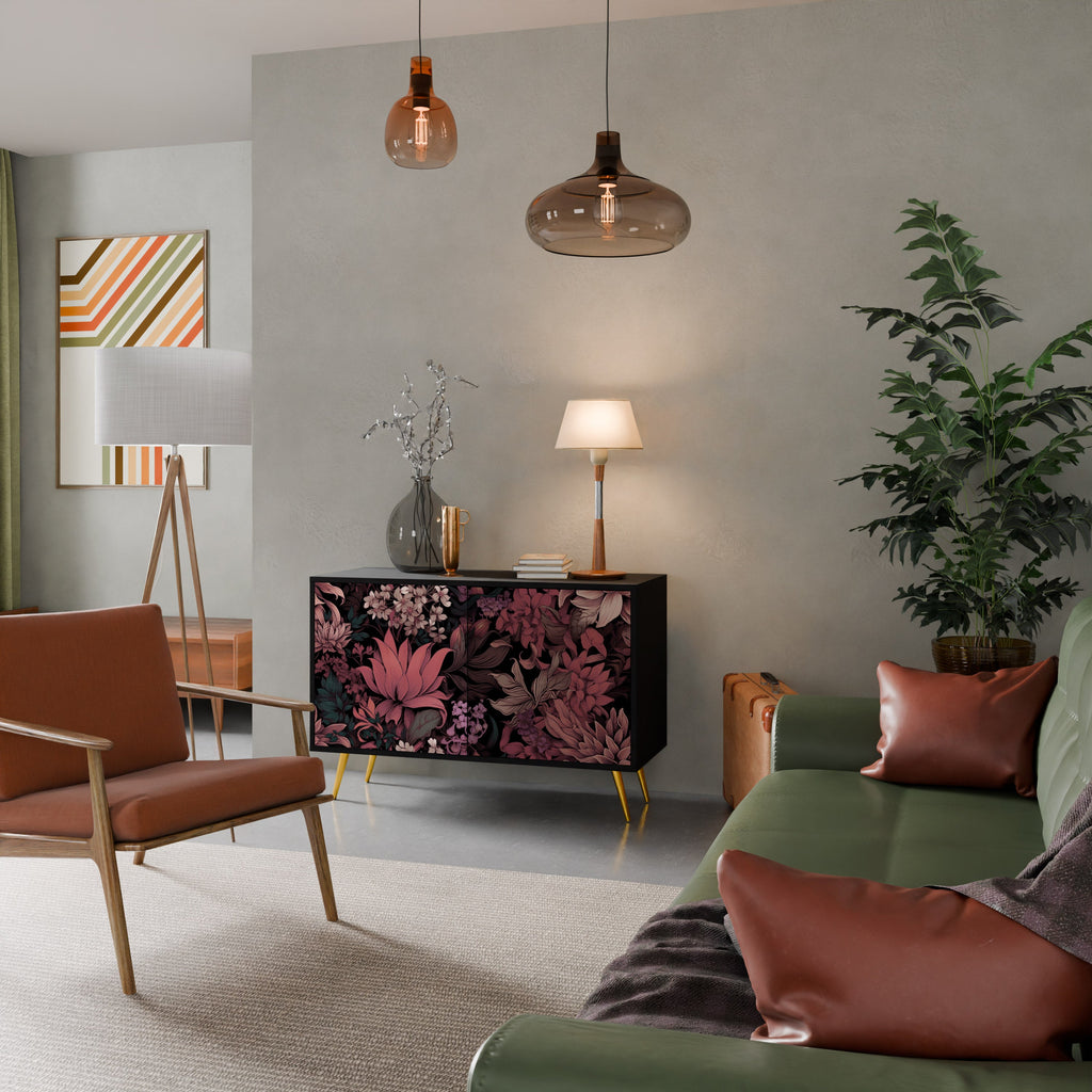 FLORAL WHISPER Sideboard mit 2 Türen in Schwarz