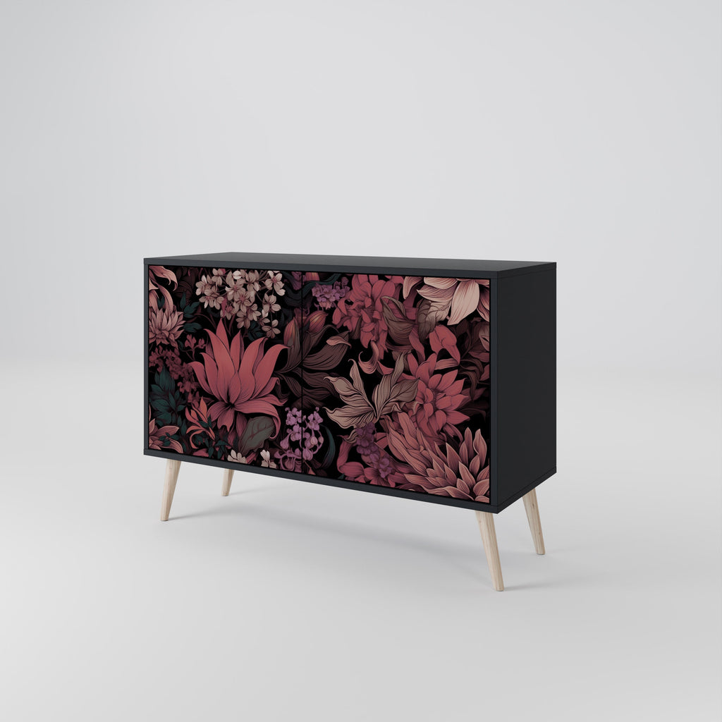 FLORAL WHISPER Sideboard mit 2 Türen in Schwarz