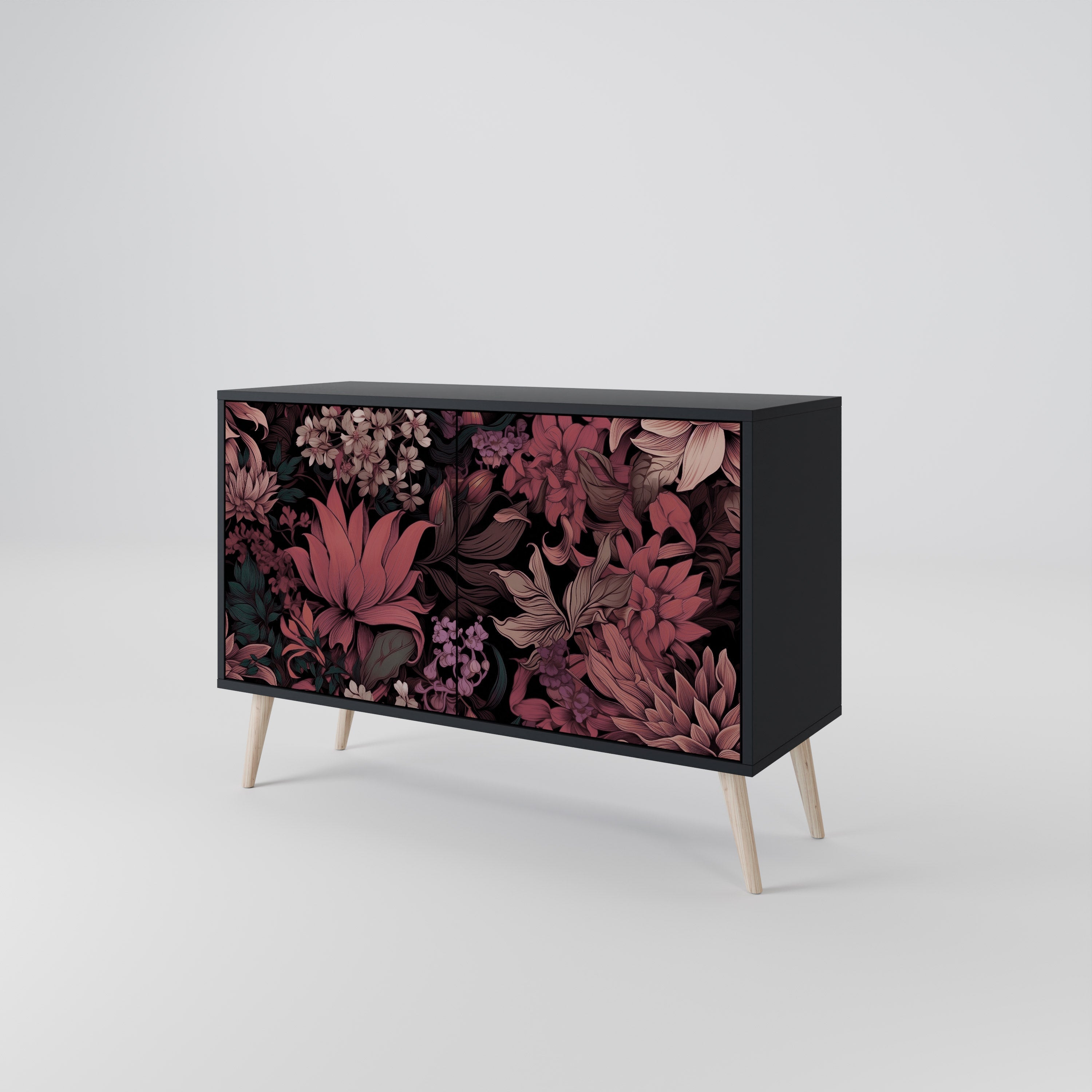 FLORAL WHISPER Sideboard mit 2 Türen in Schwarz