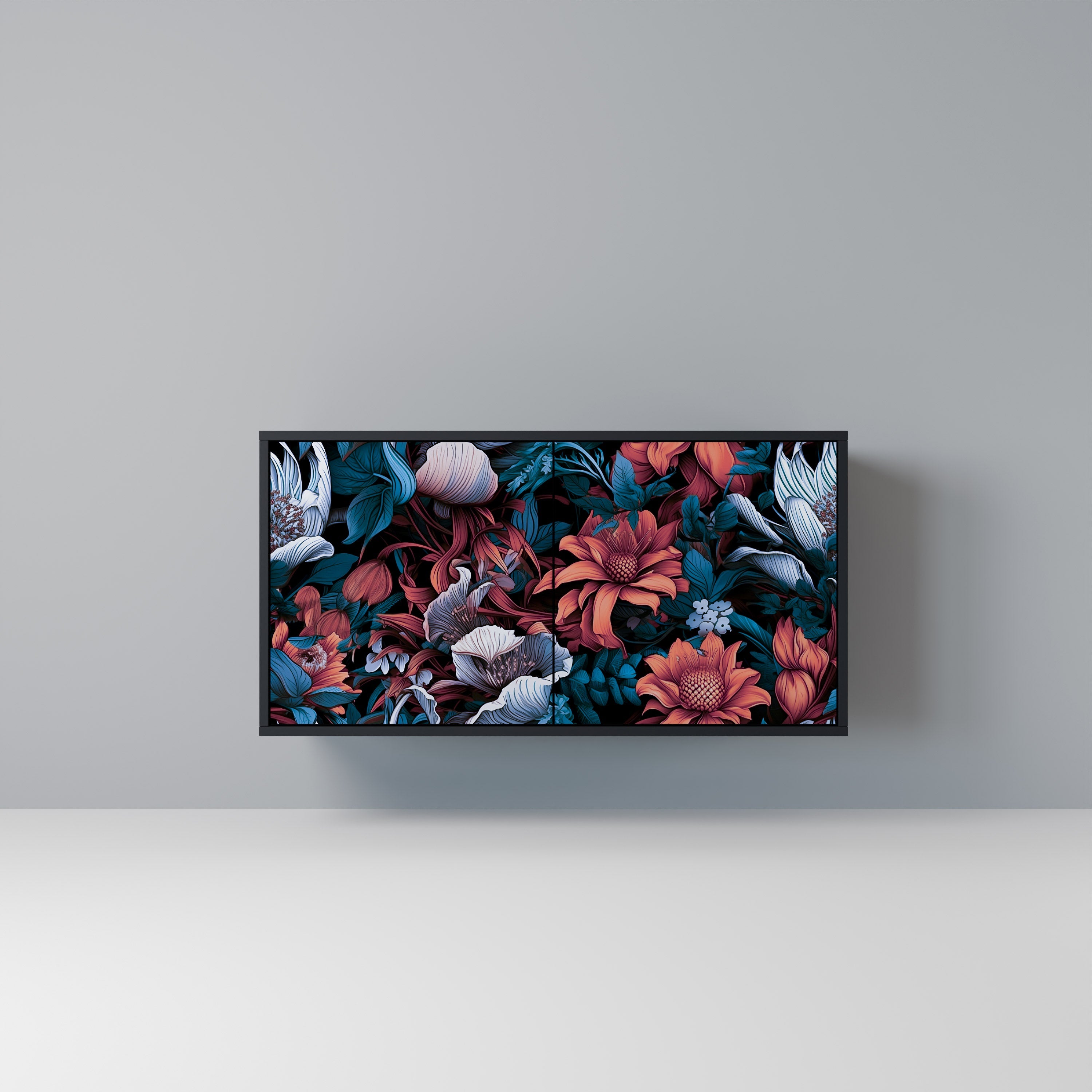 ETHEREAL BLOSSOMS Sideboard mit 2 Türen in Schwarz