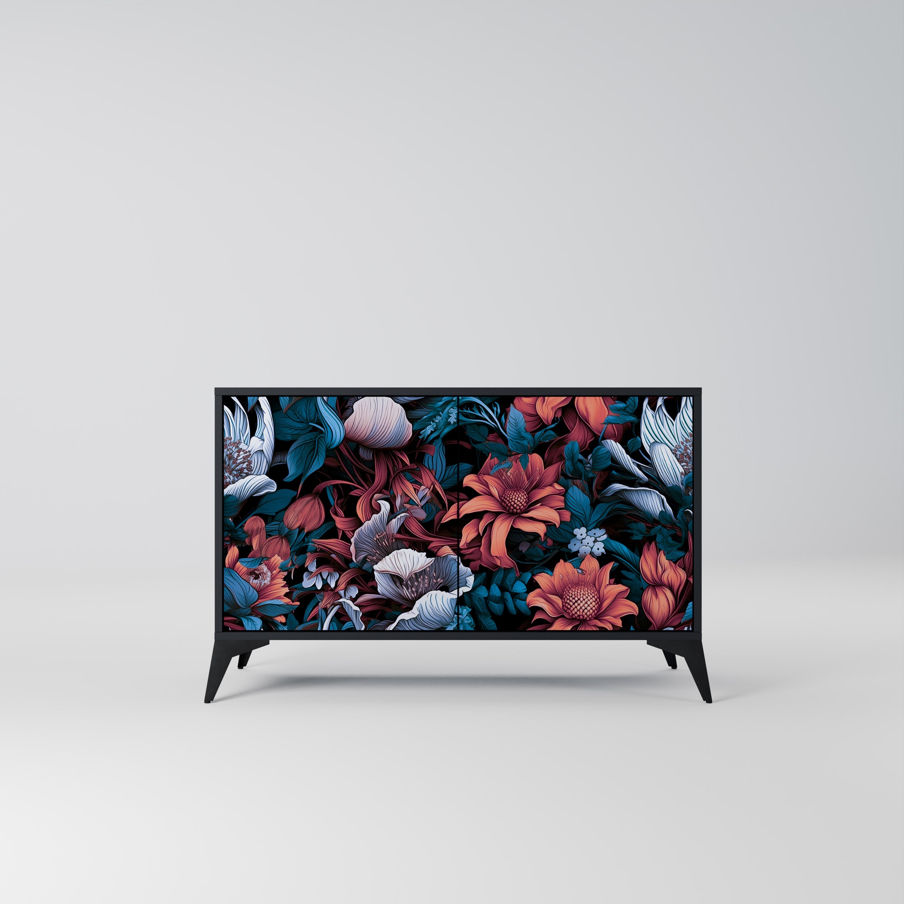 ETHEREAL BLOSSOMS Sideboard mit 2 Türen in Schwarz