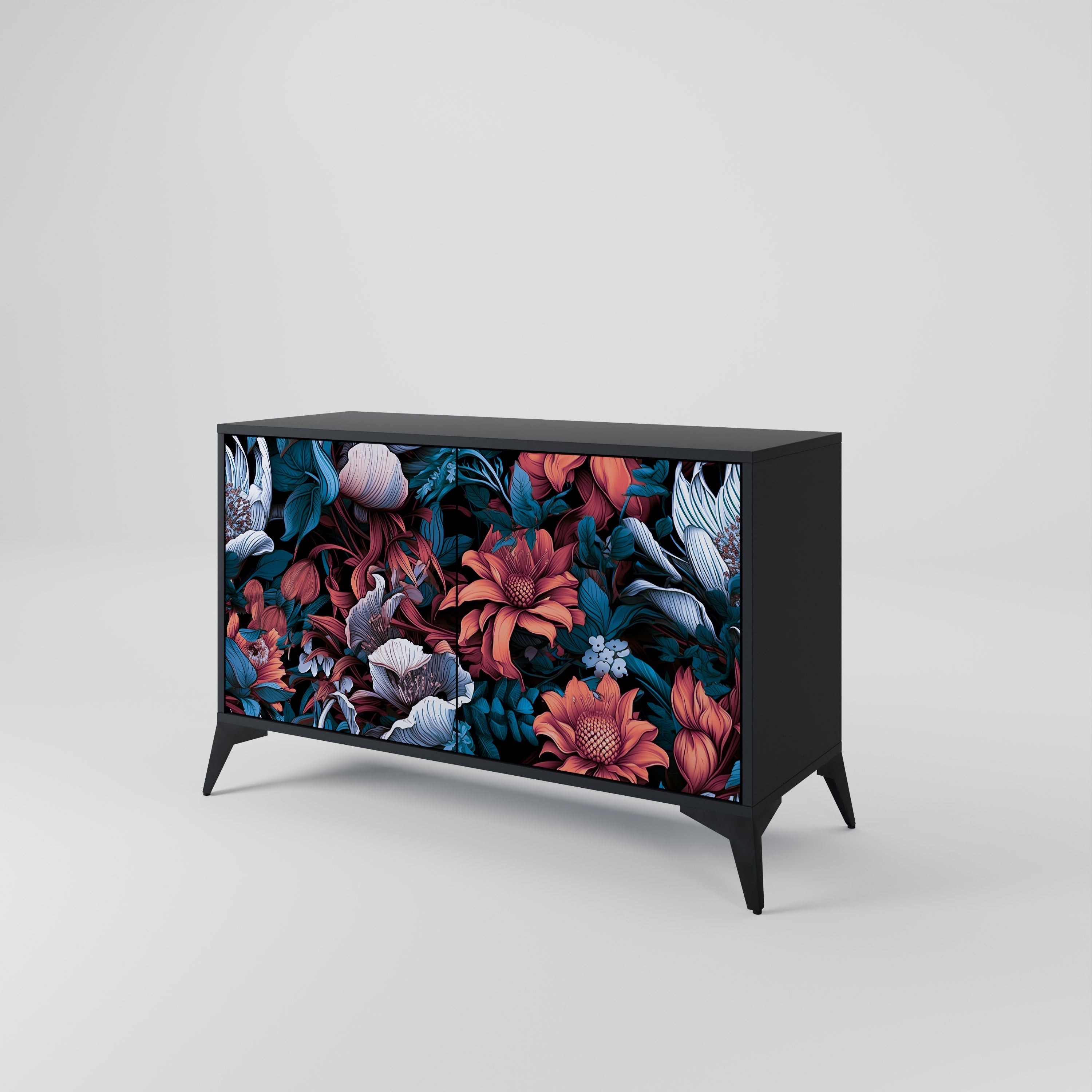 ETHEREAL BLOSSOMS Sideboard mit 2 Türen in Schwarz