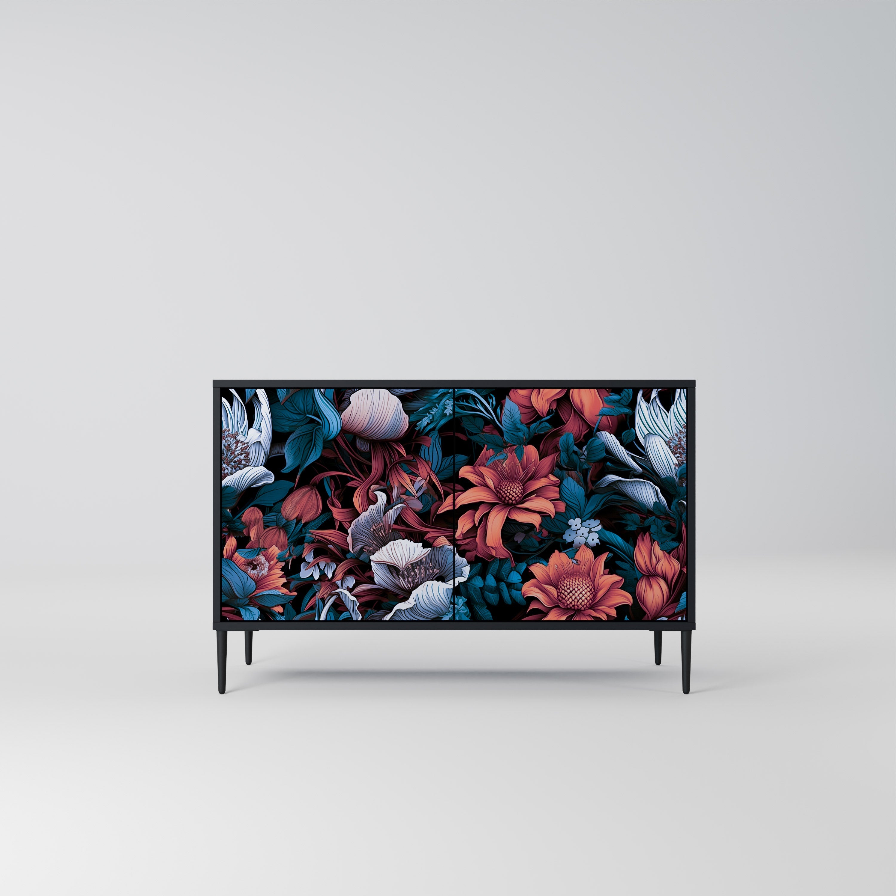 ETHEREAL BLOSSOMS Sideboard mit 2 Türen in Schwarz