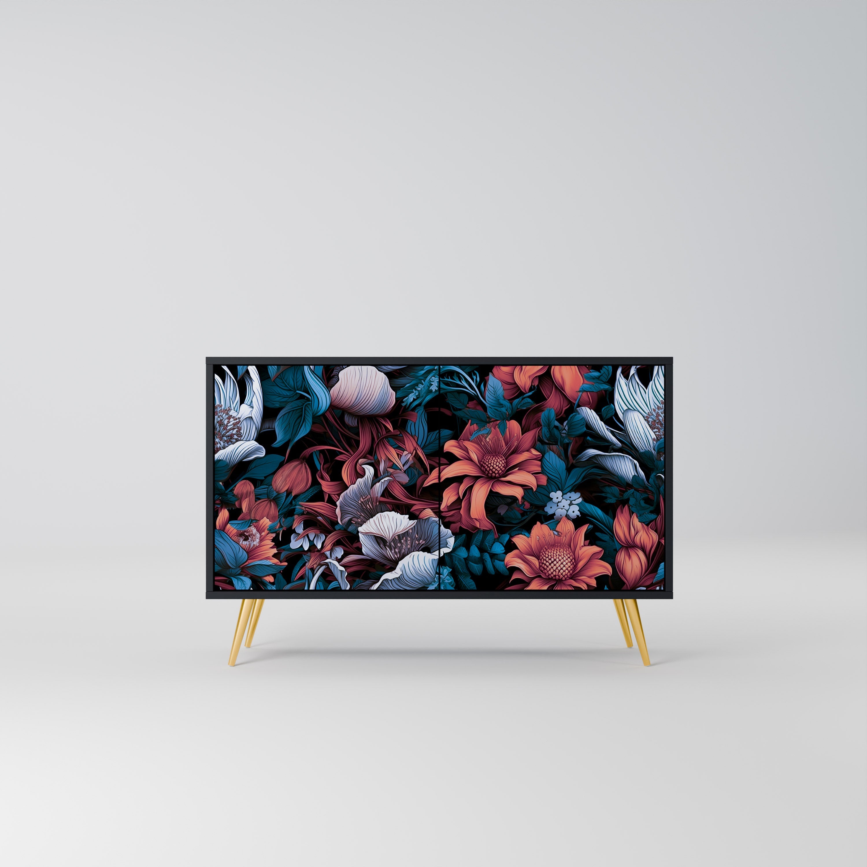 ETHEREAL BLOSSOMS Sideboard mit 2 Türen in Schwarz