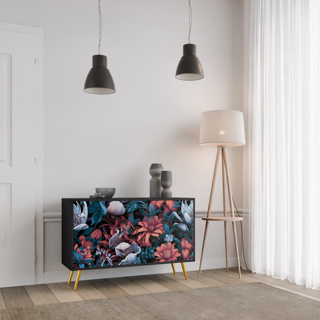 ETHEREAL BLOSSOMS Sideboard mit 2 Türen in Schwarz