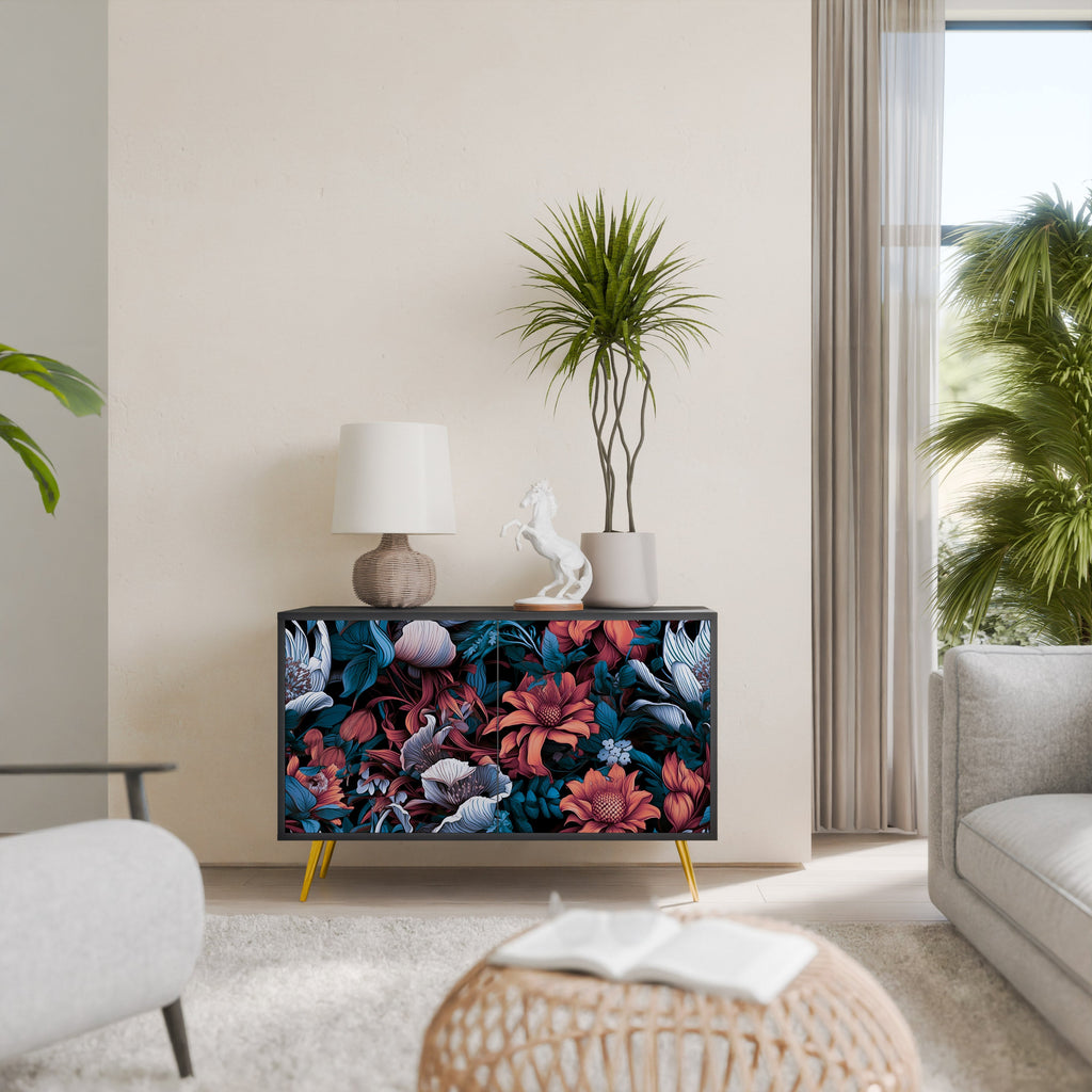 ETHEREAL BLOSSOMS Sideboard mit 2 Türen in Schwarz