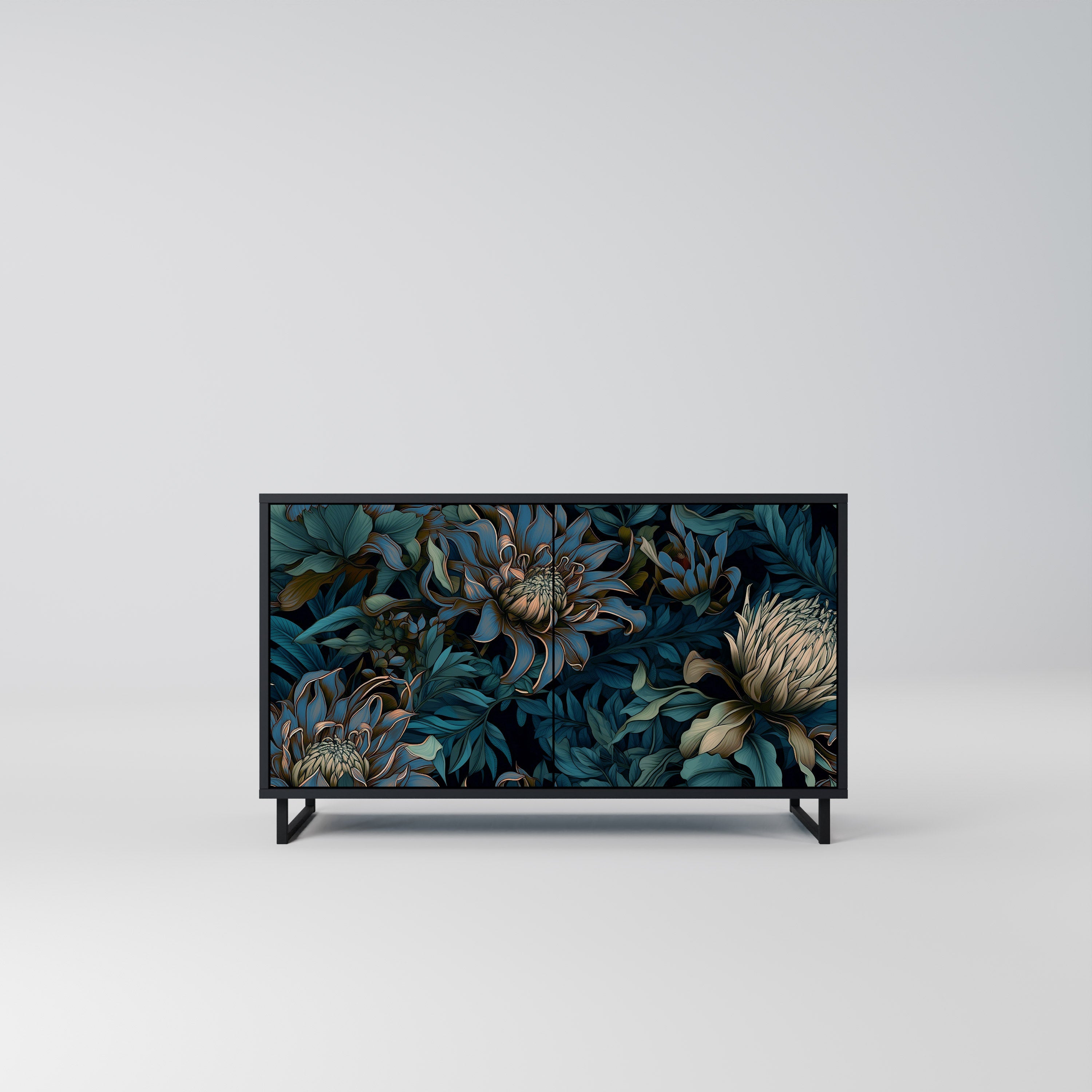 TWILIGHT BLOOM Sideboard mit 2 Türen in Schwarz