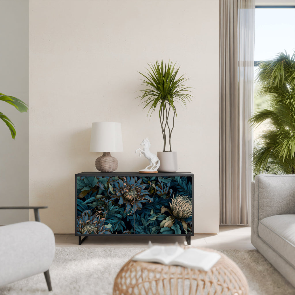 TWILIGHT BLOOM Sideboard mit 2 Türen in Schwarz