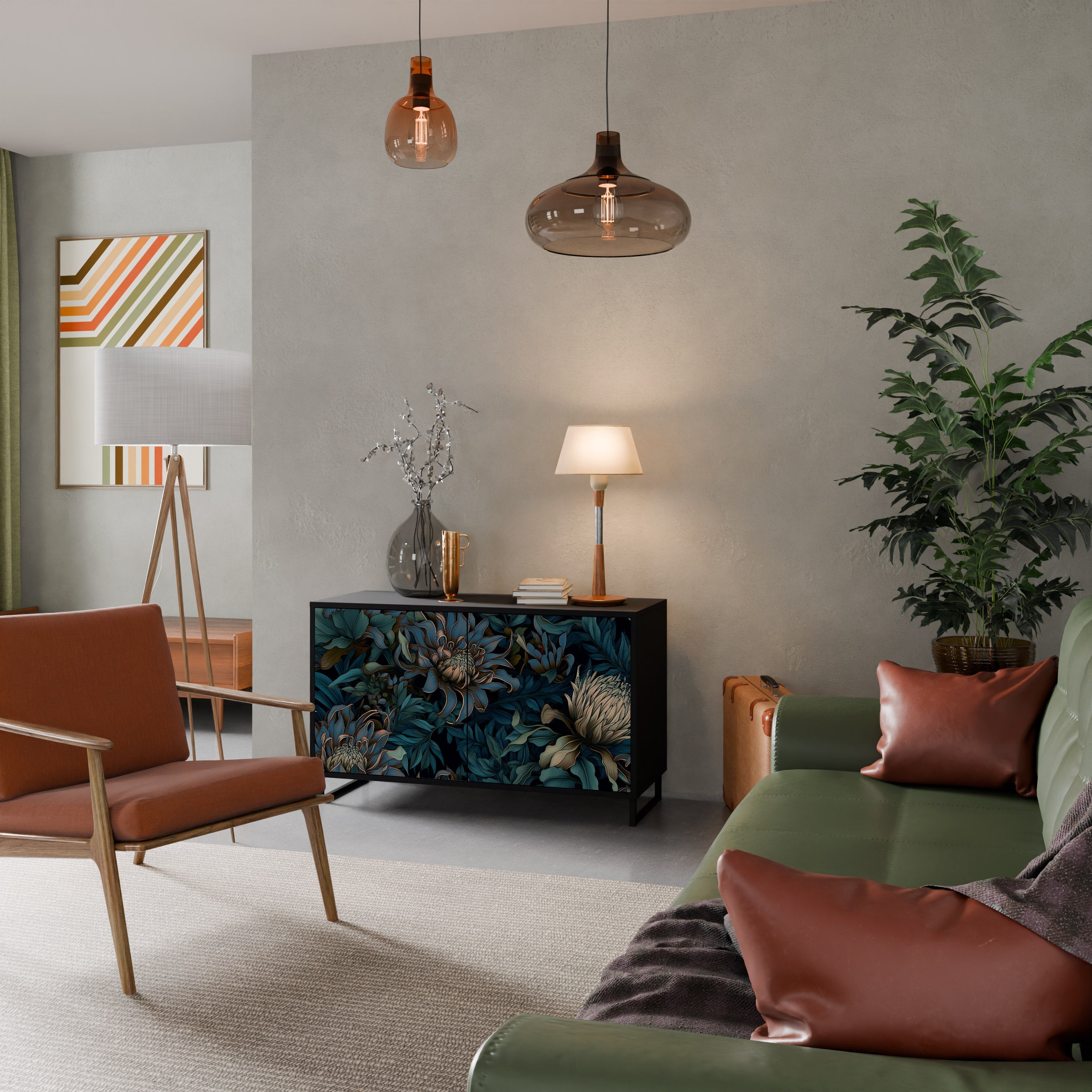 TWILIGHT BLOOM Sideboard mit 2 Türen in Schwarz