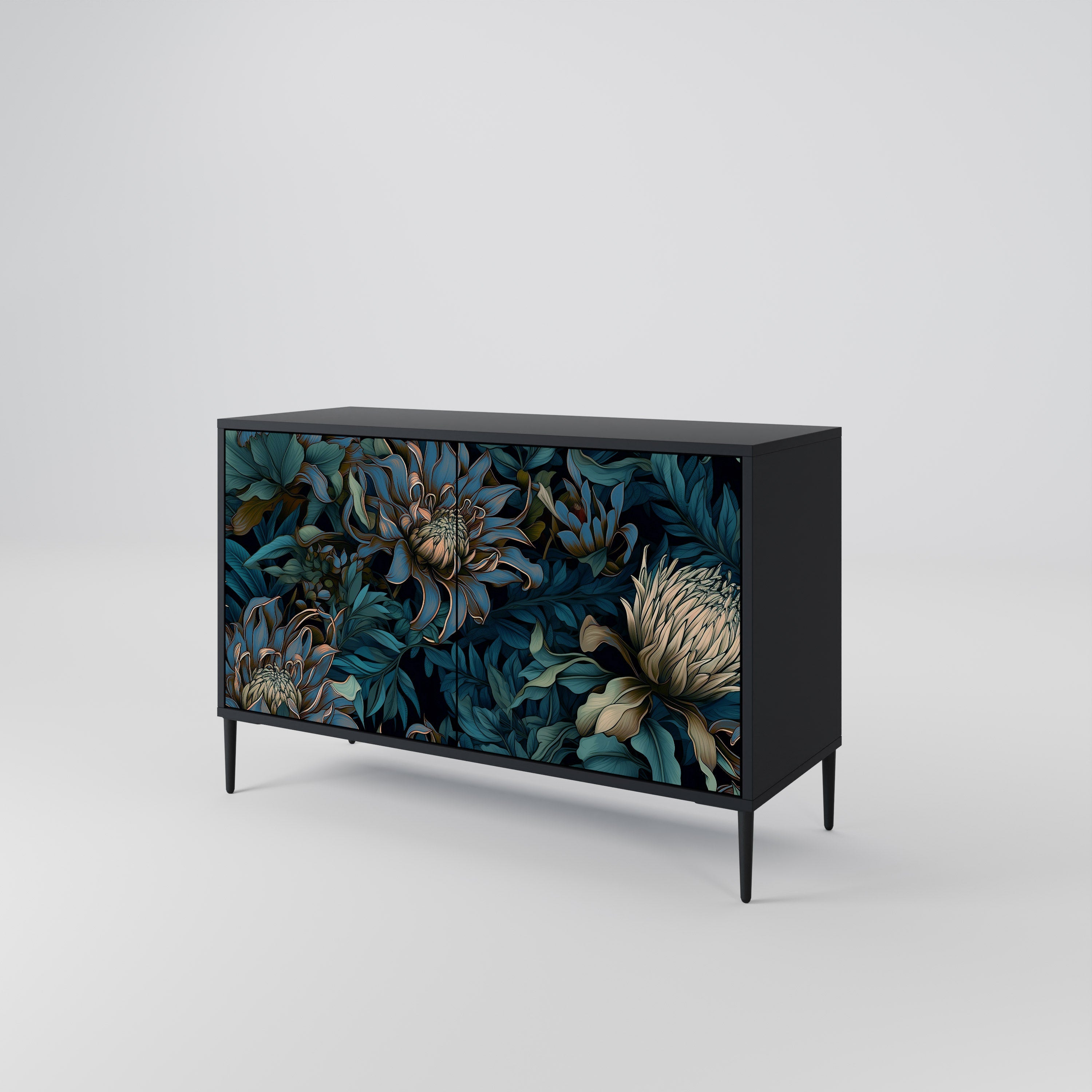 TWILIGHT BLOOM Sideboard mit 2 Türen in Schwarz